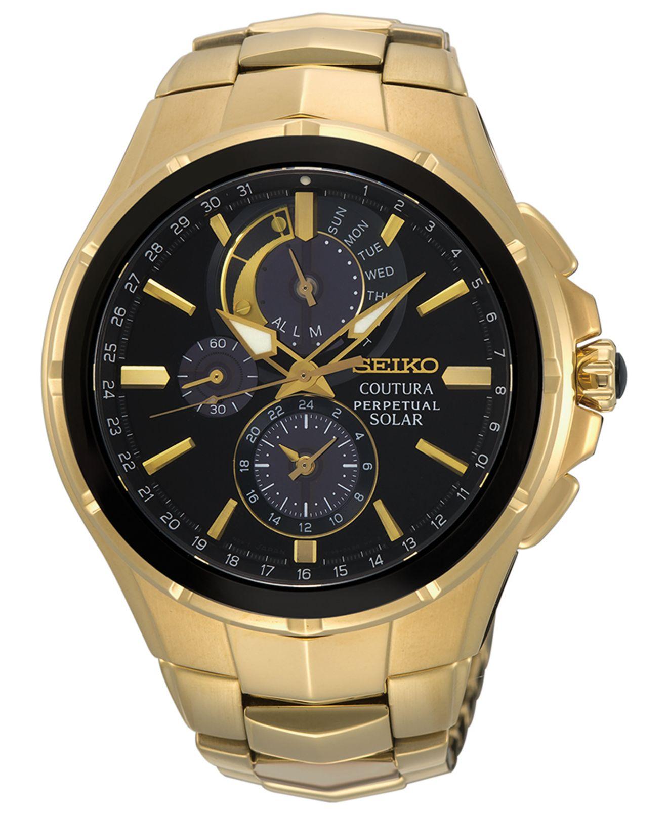 Lyst - Seiko Solar Chronograph Coutura Gold-tone Stainless Steel ...