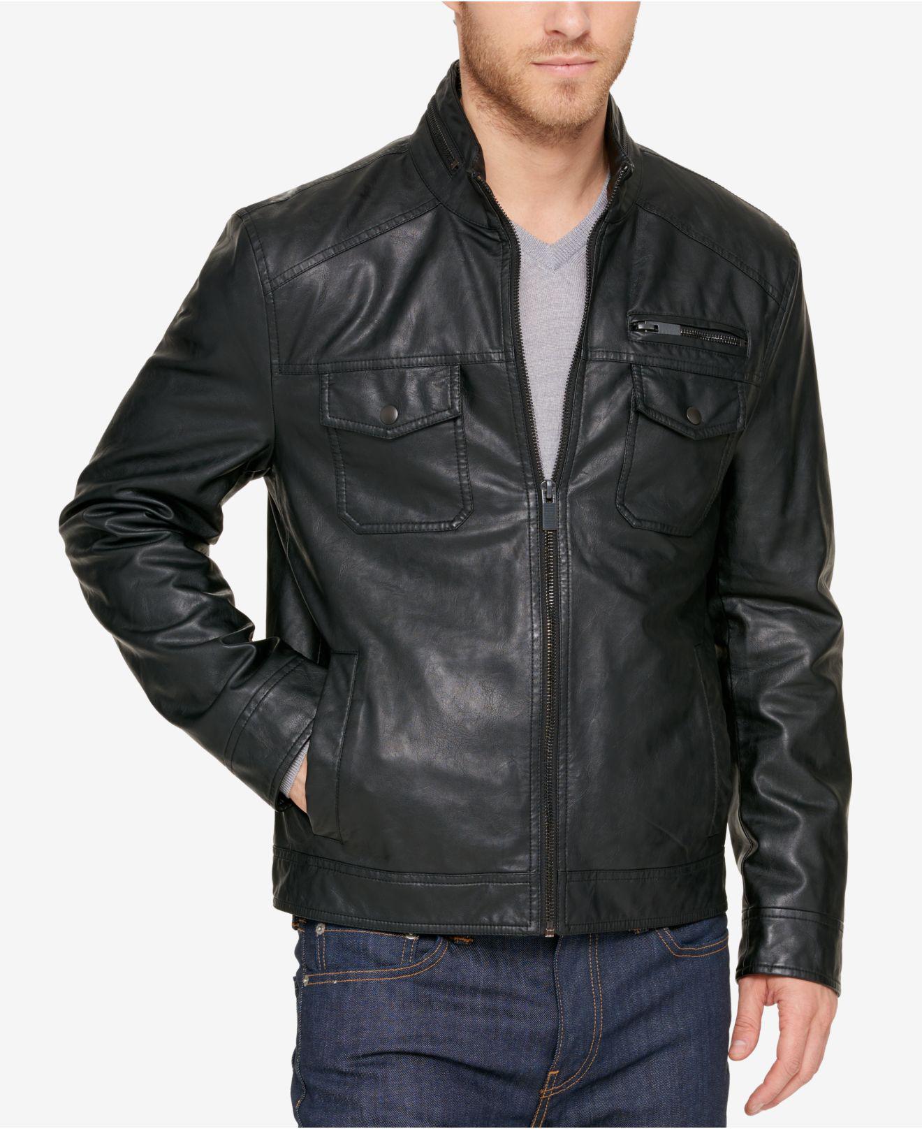 Lyst Kenneth Cole Men S Garrison Faux Leather Jacket In Black For Gallery