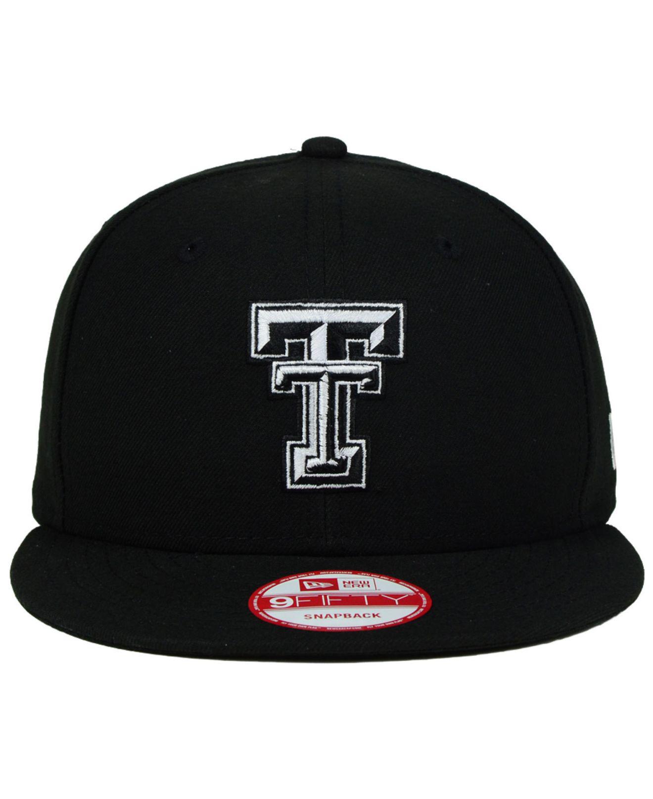 KTZ Texas Tech Red Raiders Black White 9fifty Snapback Cap ...