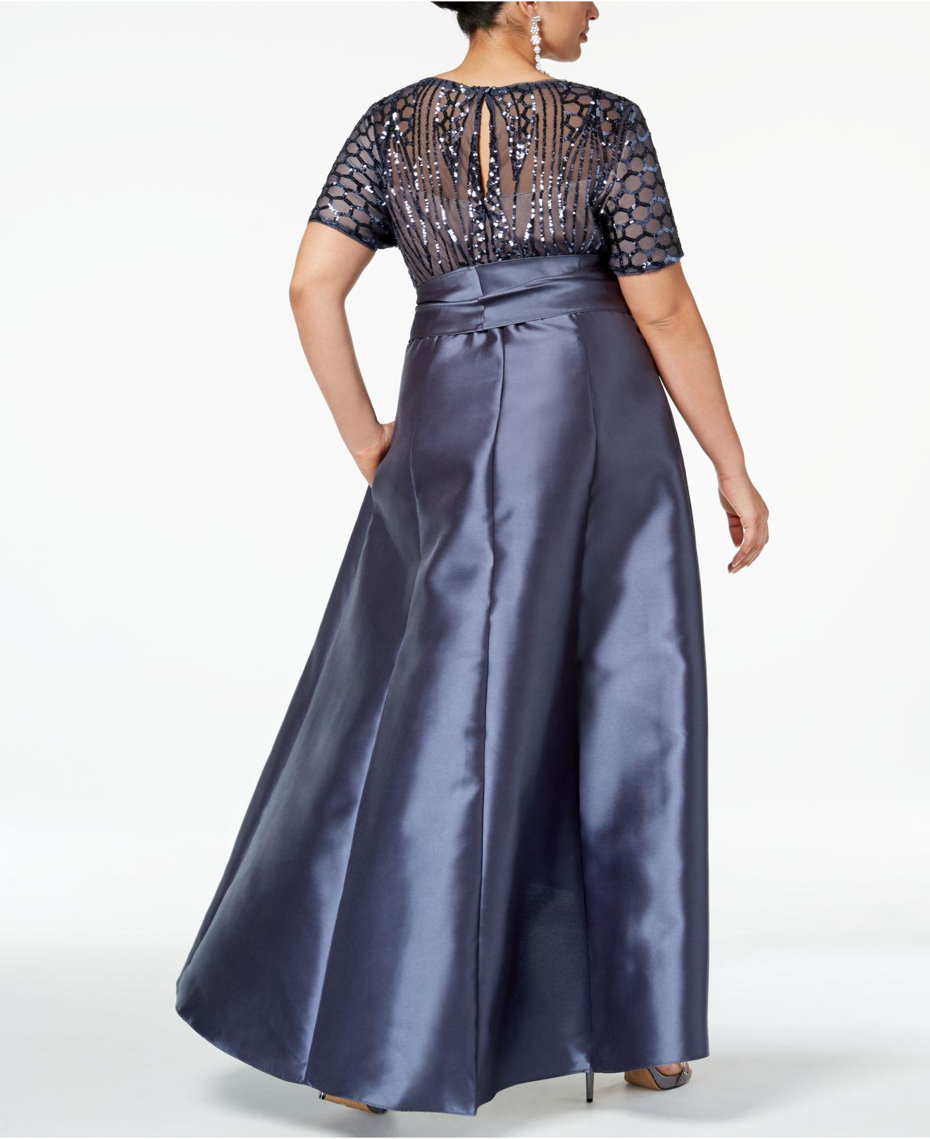 R M Richards Plus Size High Low Gown In Blue Lyst   R M Richards Charcoal Plus Size High Low Gown 