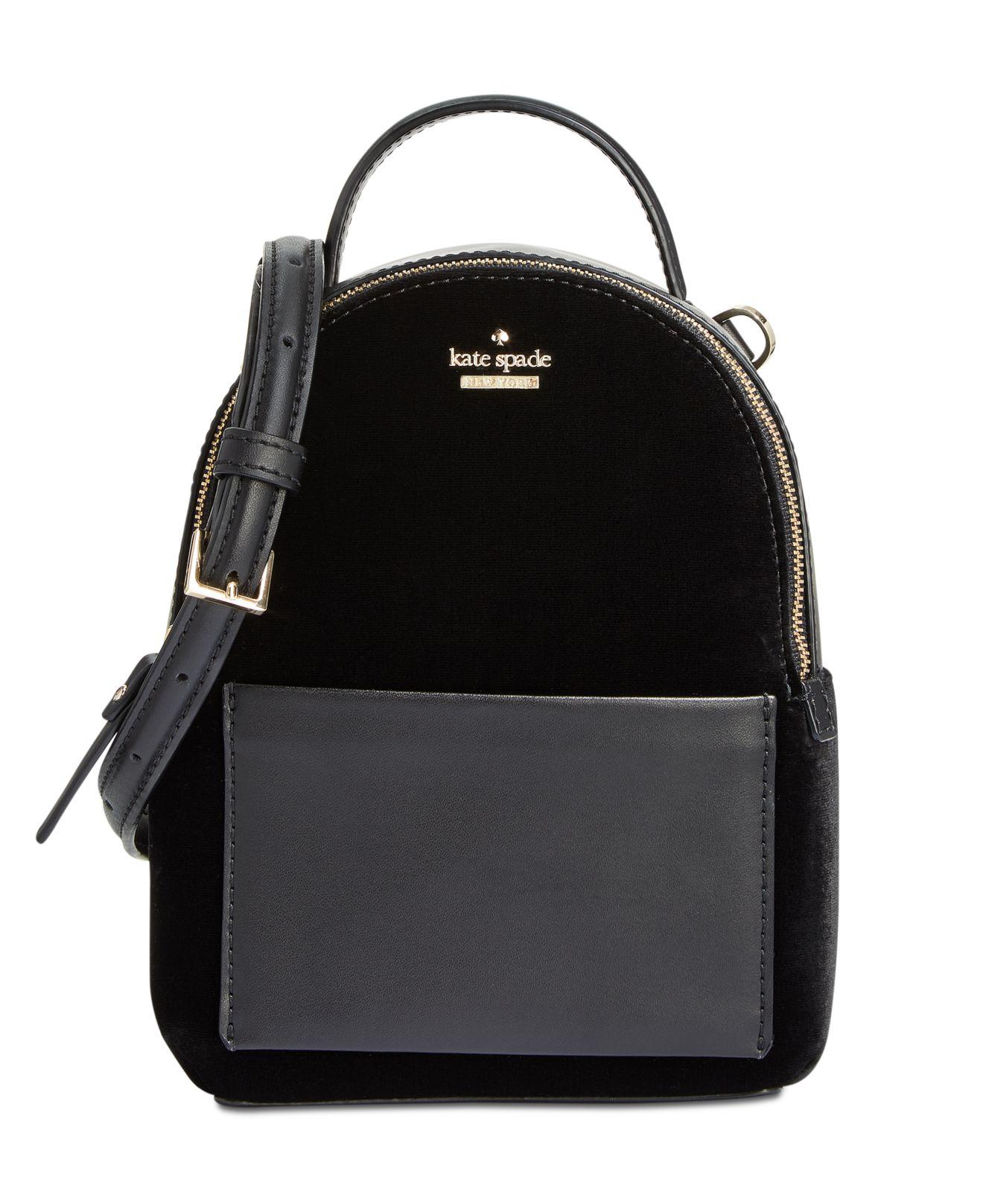 Lyst - Kate Spade Watson Lane Velvet Merry Mini Crossbody Backpack in Black