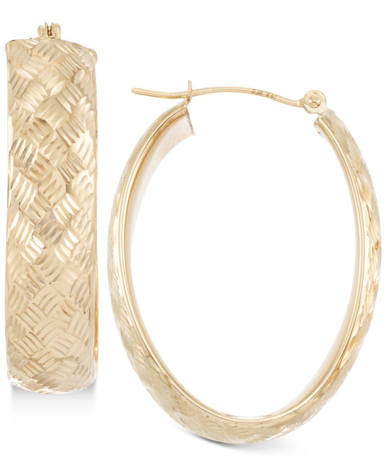 Lyst Macy S Wide Textured Oval Hoop Earrings In 14k Gold Red Macy S Women Wide Textured Oval Hoop Earrings In 14k Gold