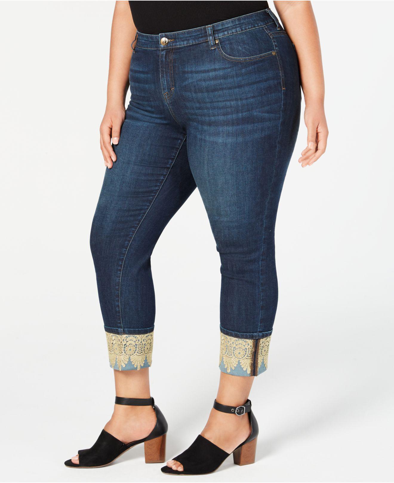 Lyst Style And Co Plus Size Lace Cuffed Boyfriend Jeans Created For 7399