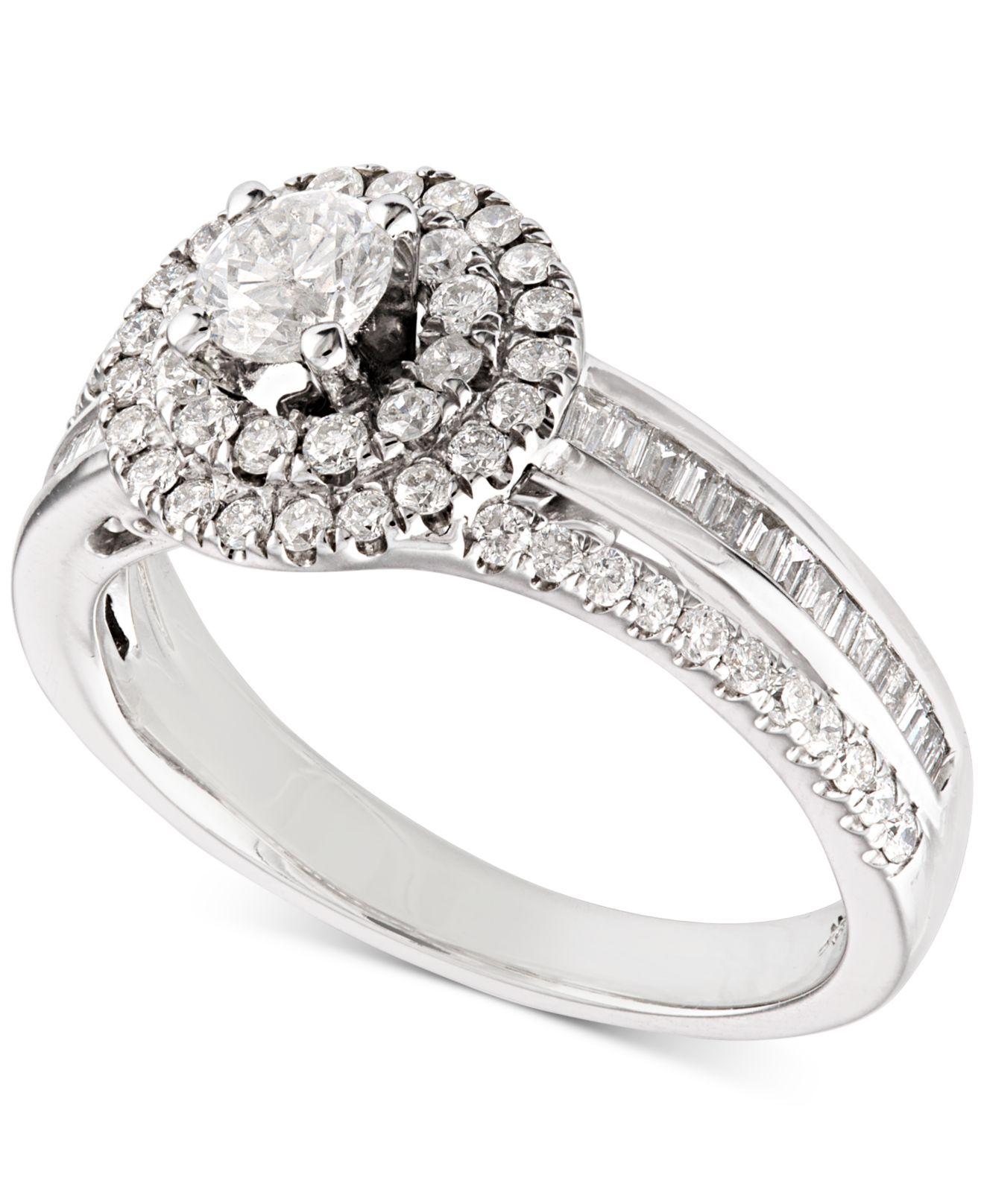 Lyst Macy's Diamond Double Halo Engagement Ring (1 Ct. T.w.) In 14k