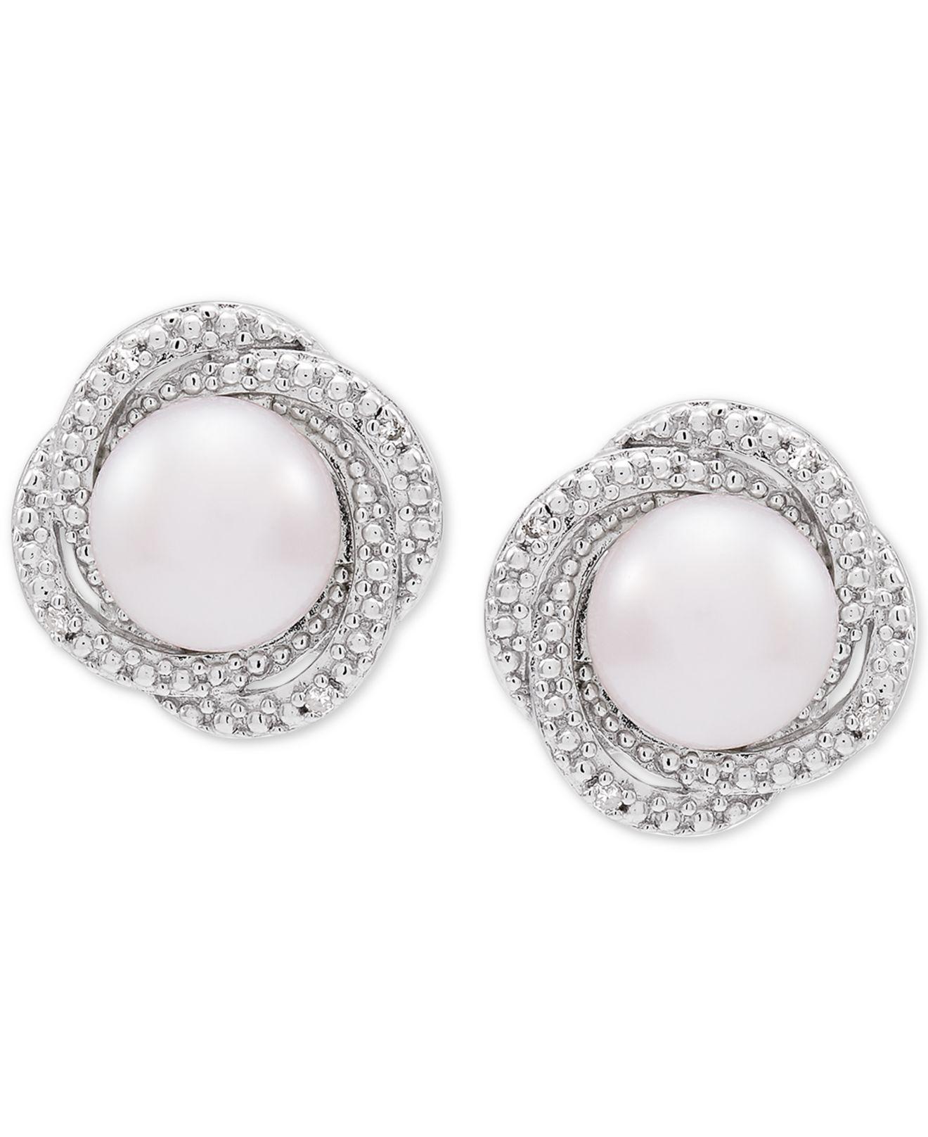 Lyst Macy's Cultured Freshwater Pearl (7mm) & Diamond Accent Knot