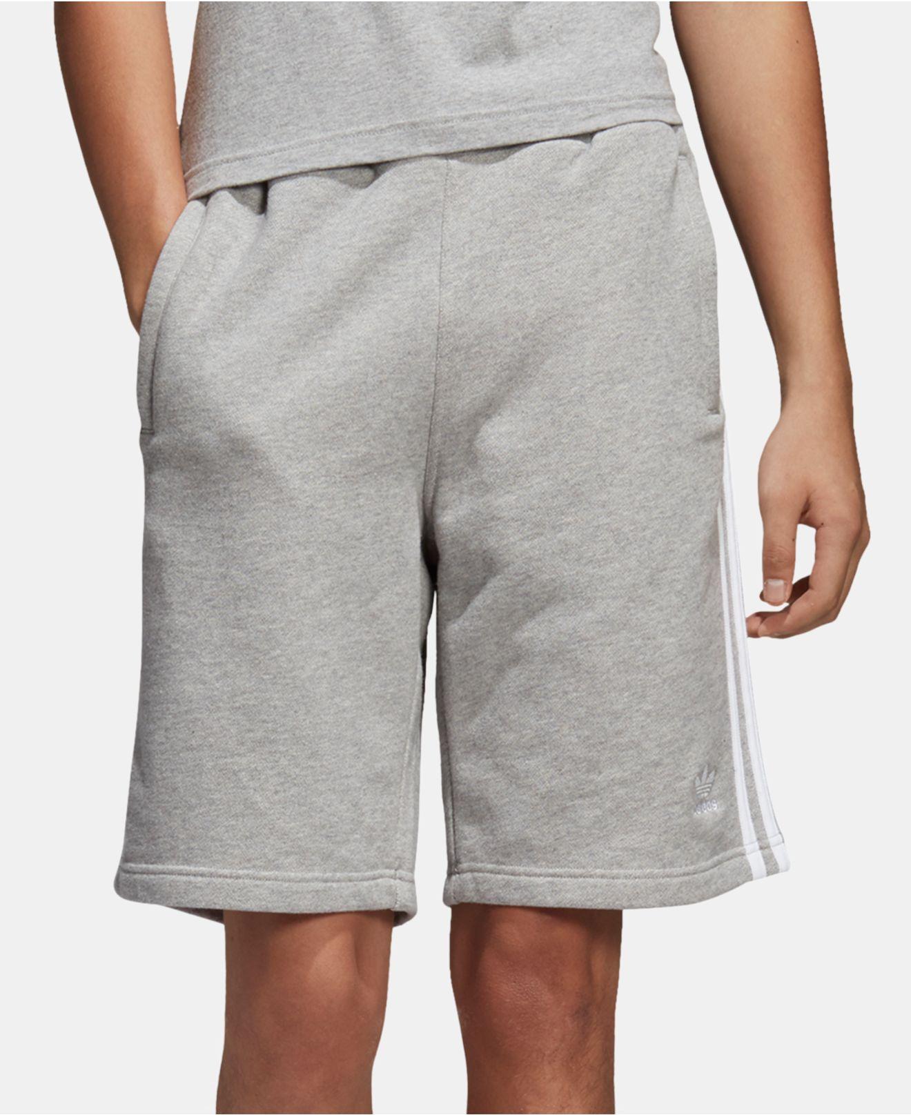 Lyst - adidas French Terry Three-stripe Shorts in Gray for Men