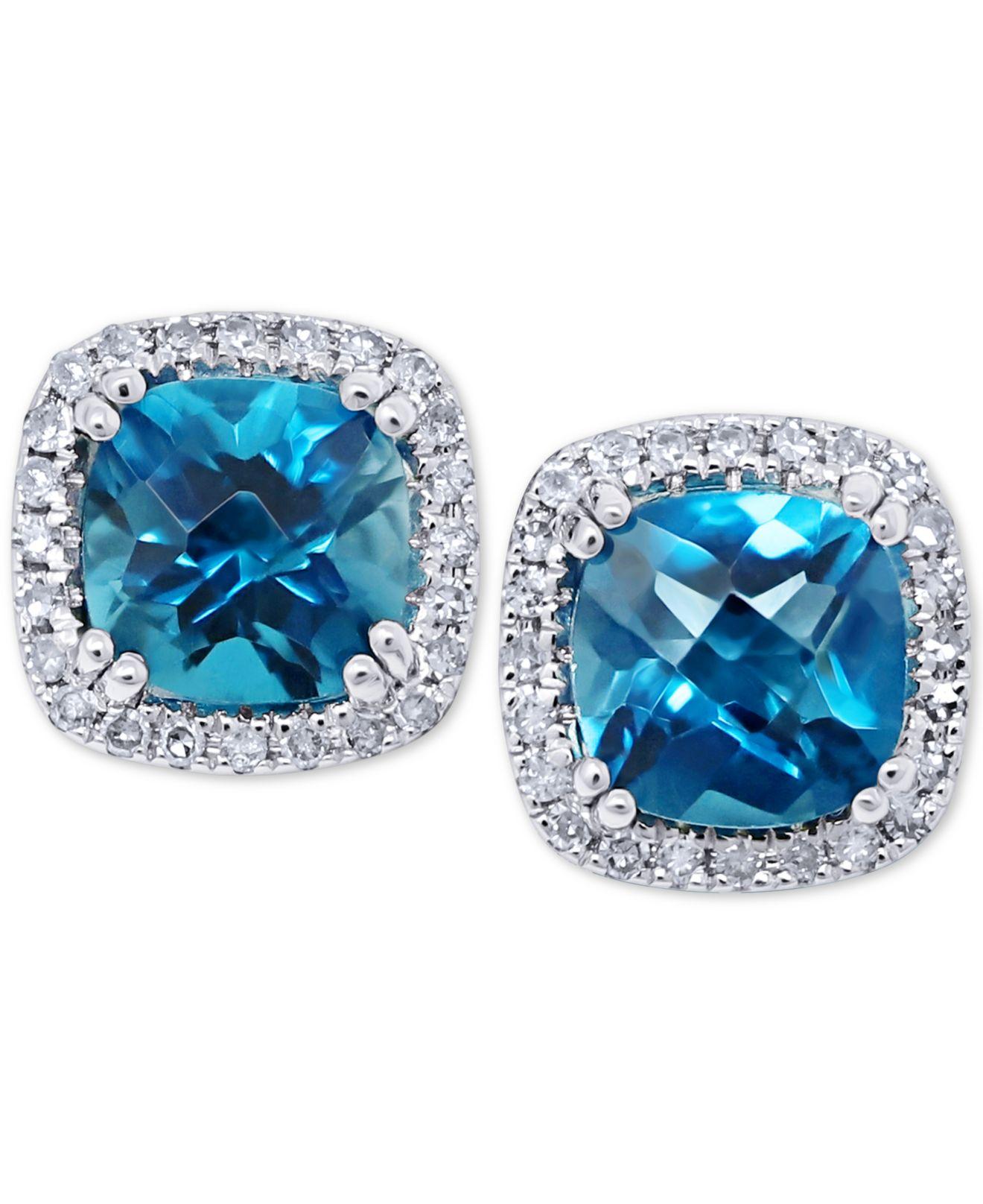 Macy's London Blue Topaz (2 Ct. T.w.) & Diamond (1/5 Ct. T.w.) Stud ...