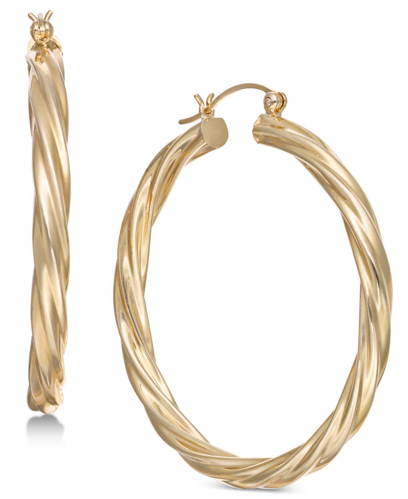Lyst - Macy'S Large Twist Hoop Earrings In 14k Gold in Metallic