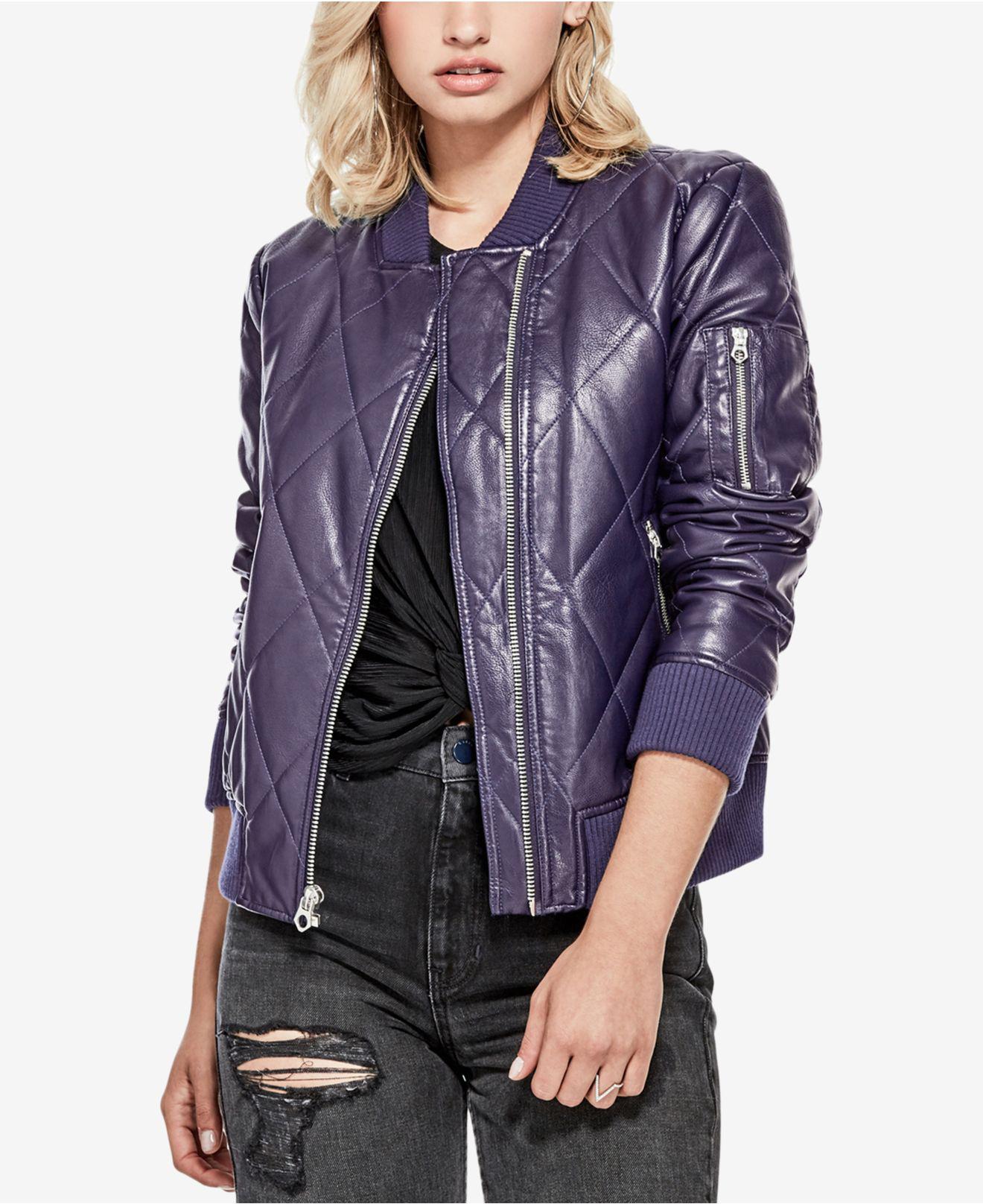 Lyst Guess Faux Leather Er Jacket In Blue