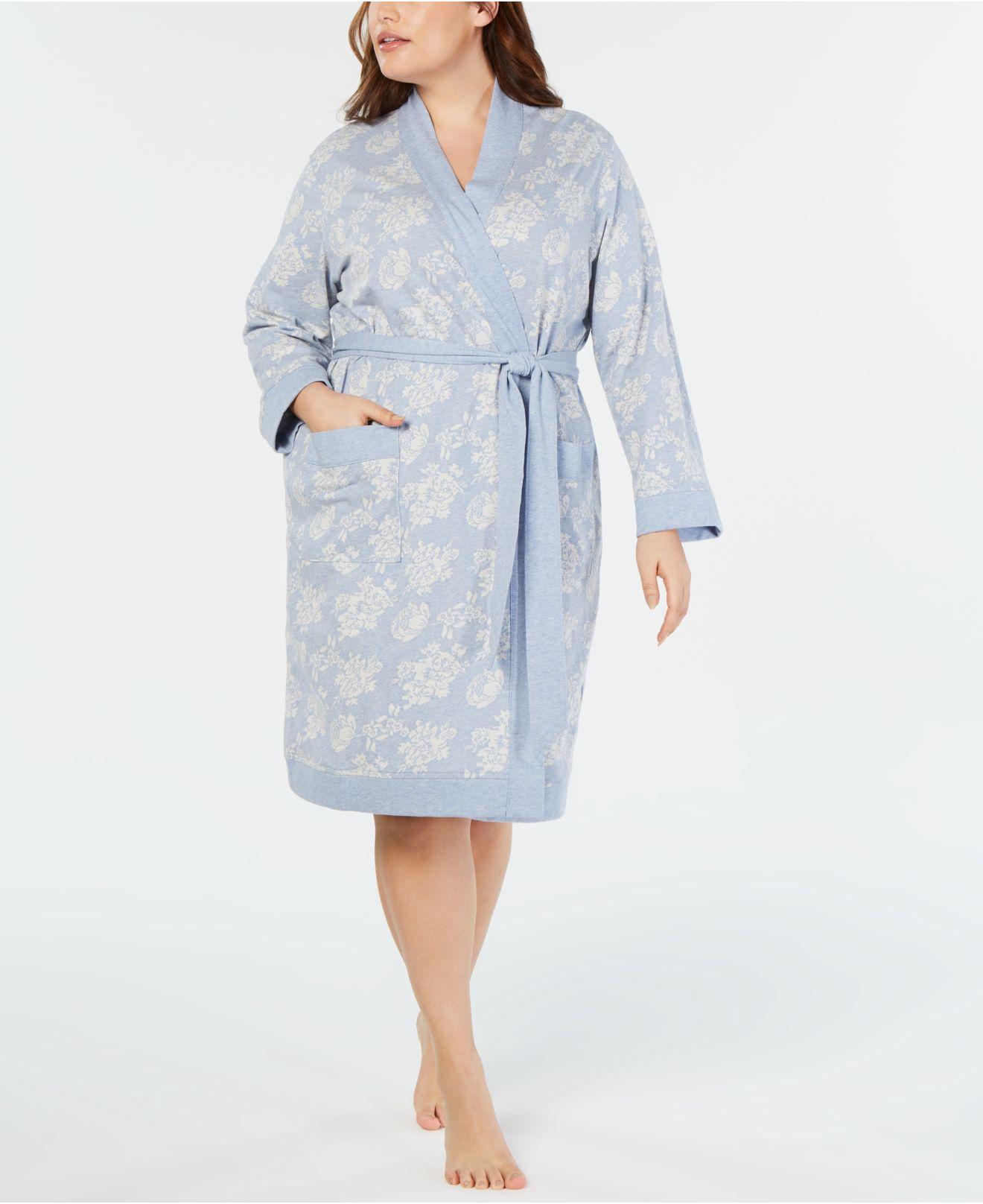 Lyst Charter Club Plus Size Flower Jacquard Cotton Robe, Created For