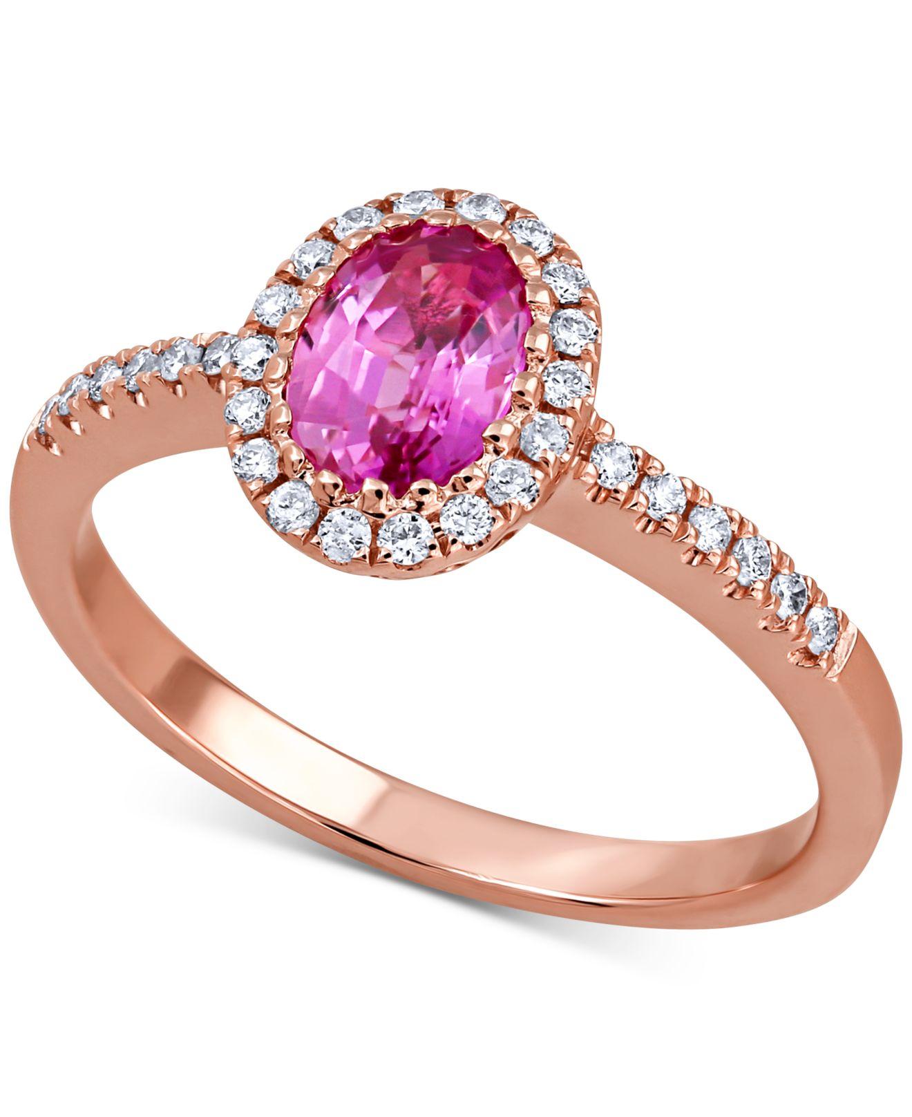 Lyst - Macy's Pink Sapphire (1 Ct. T.w.) & Diamond (1/5 Ct. T.w.) Ring ...