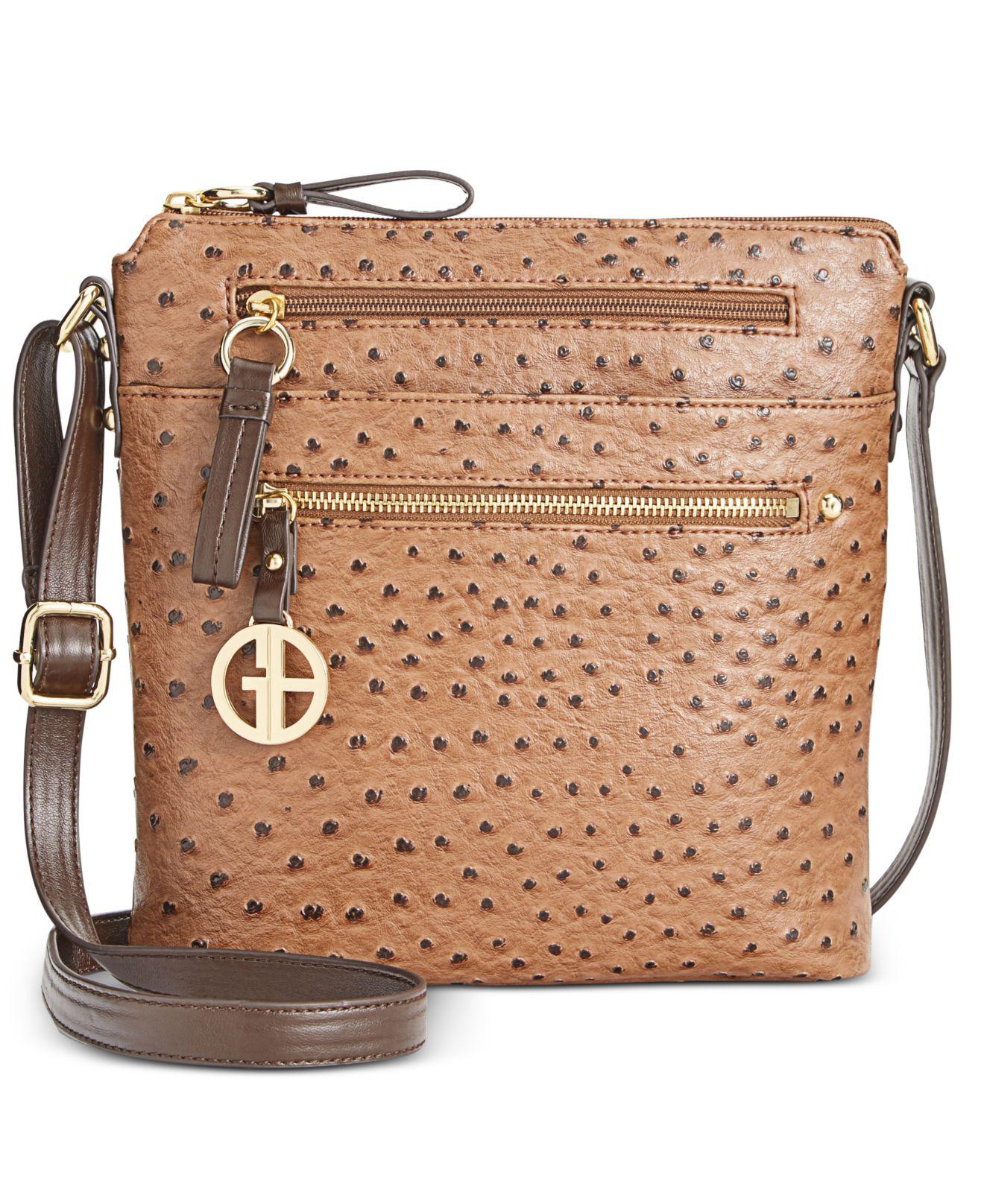 Lyst Giani Bernini North South Ostrich Crossbody Save View Fullscreen