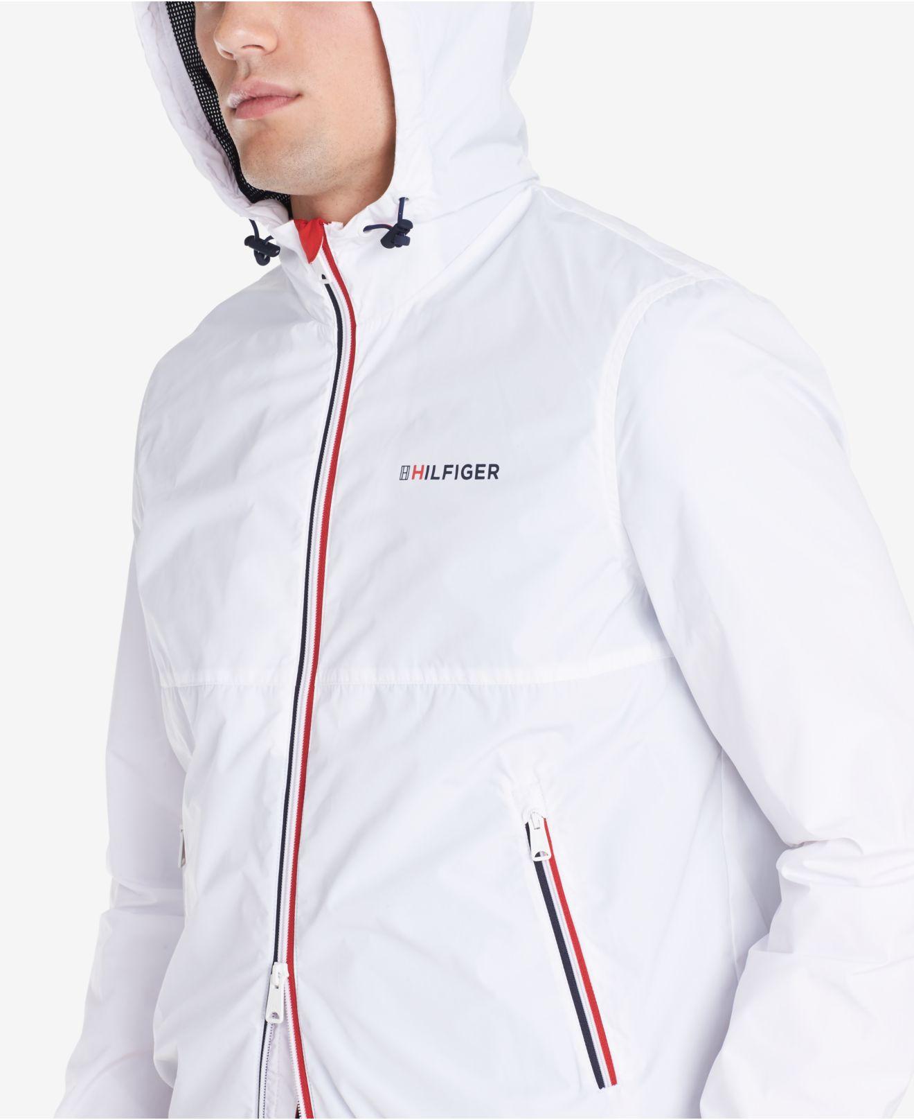 Tommy Hilfiger Park Full-zip Rain Jacket in White for Men - Lyst