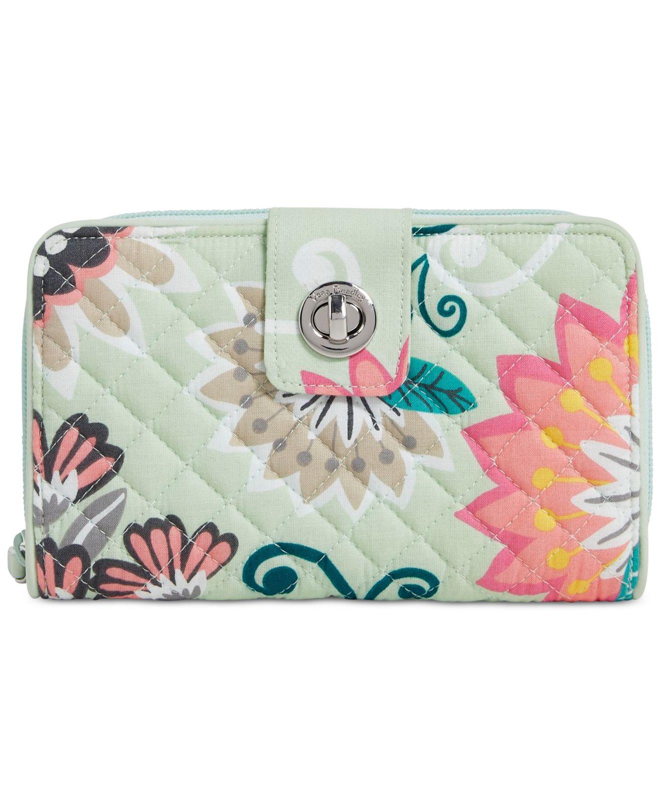 Vera Bradley Iconic Rfid Turnlock Wallet in Green Lyst