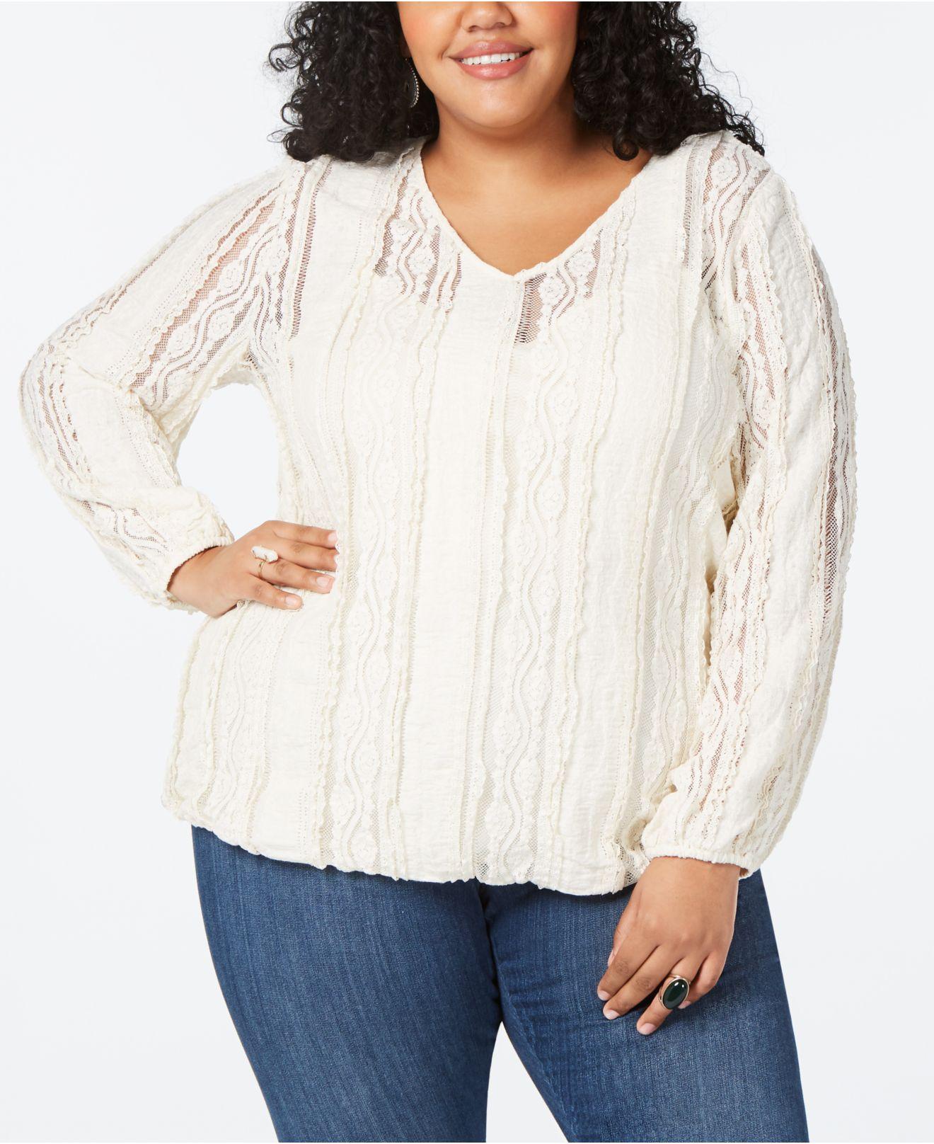 Lyst - Style & Co. Plus Size Lace V-neck Top, Created For Macy's in Natural