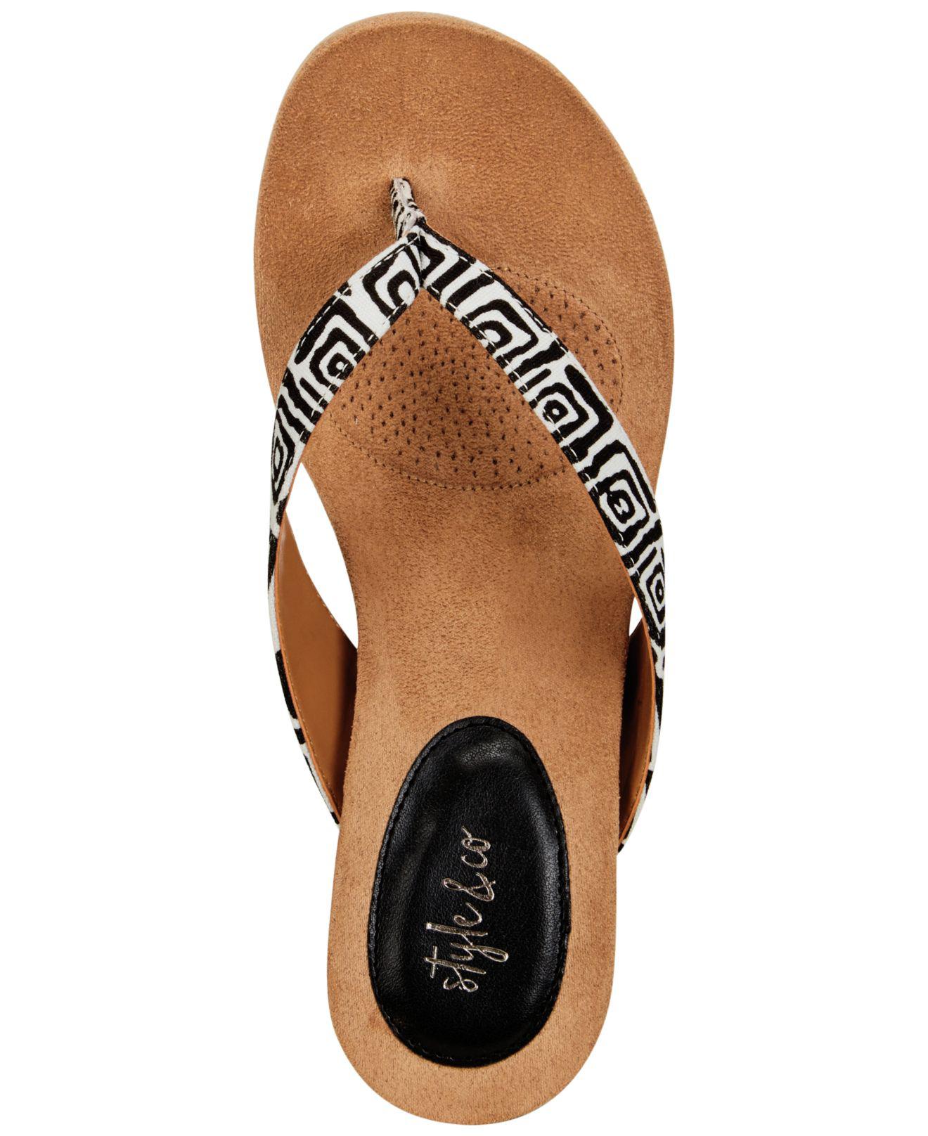 Lyst - Style & Co. Chicklet Wedge Thong Sandals, Created For Macy's