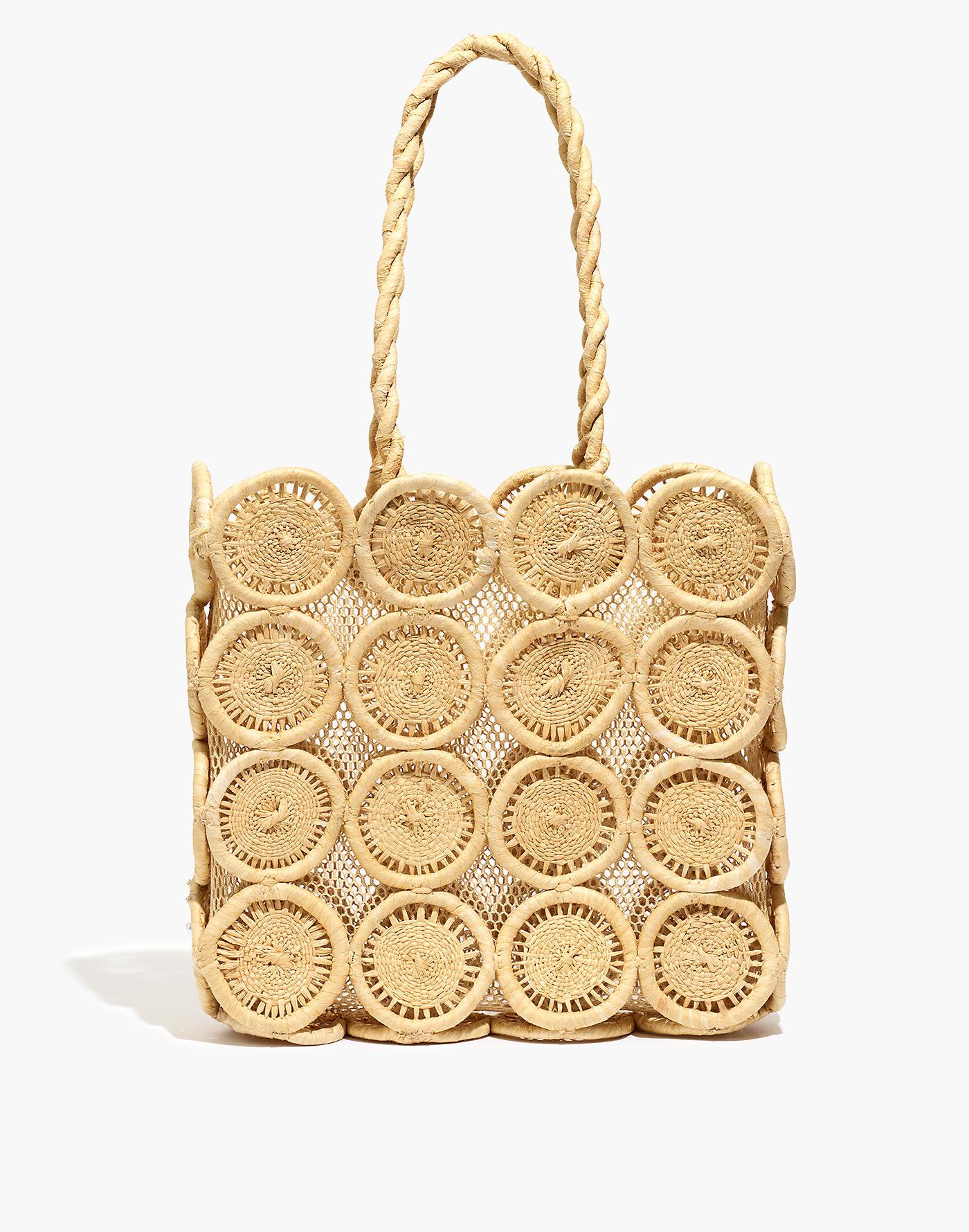 Madewell The Straw & Leather Crossbody Basket Tote in Brown