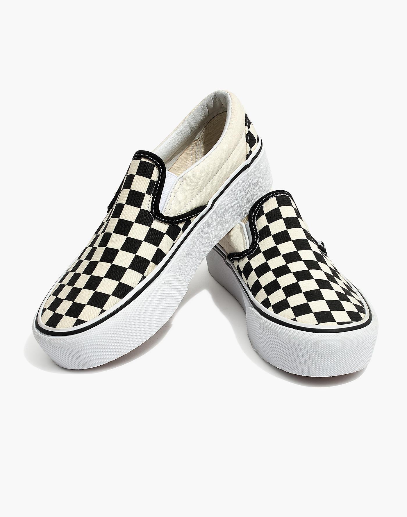 vans classic slip on platform checkerboard