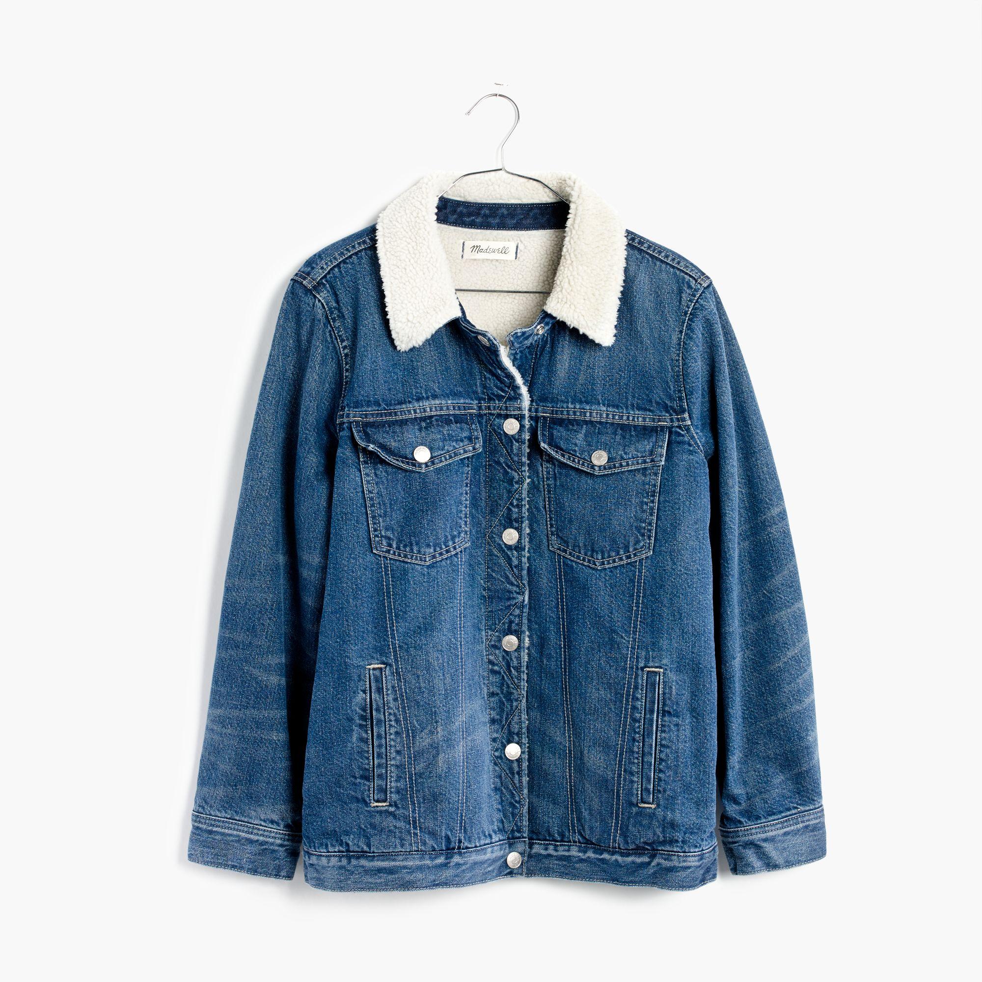 Madewell The Oversized Jean Jacket: Sherpa Edition in Blue | Lyst