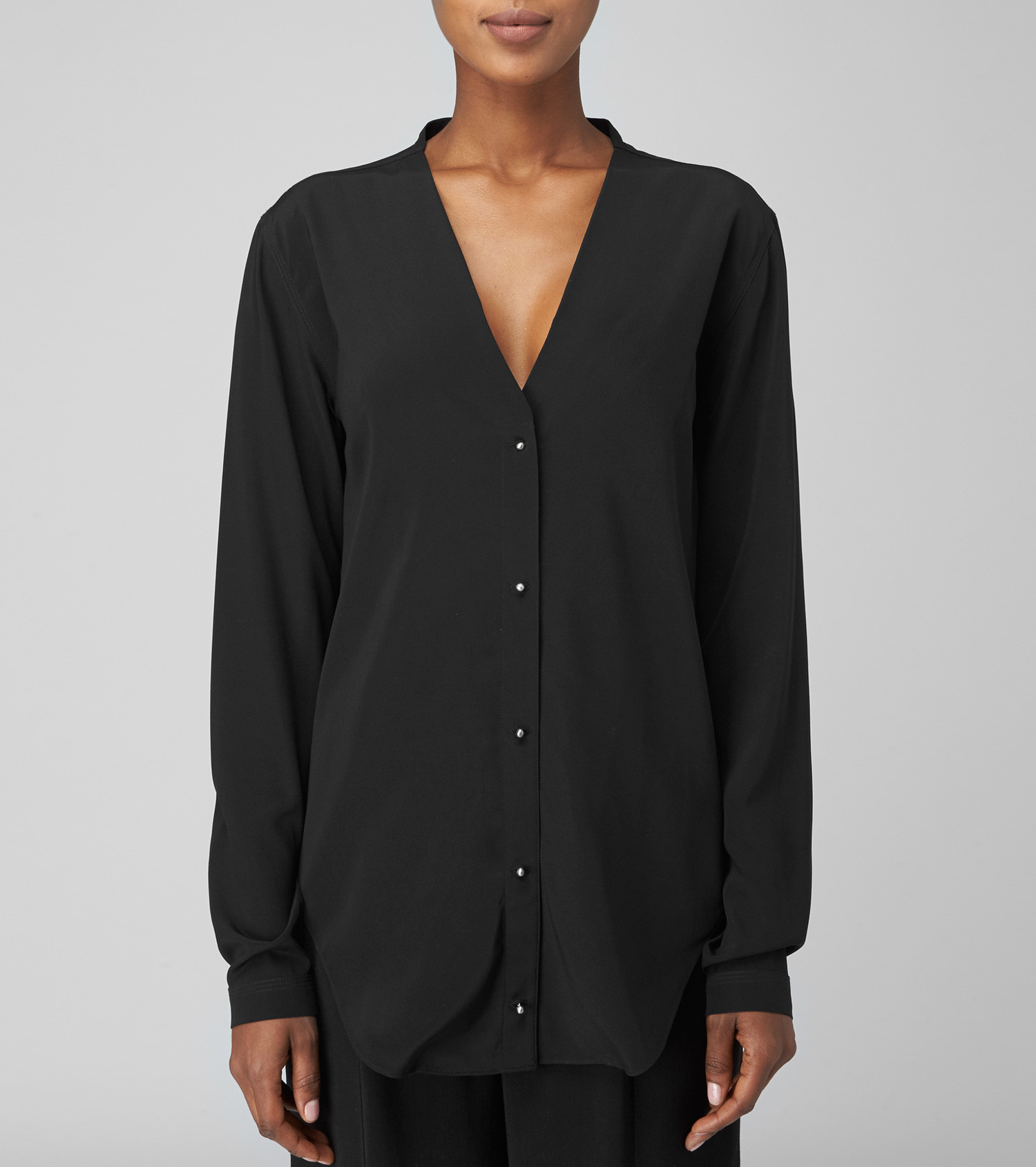 Maiyet Collarless Shirt in Black | Lyst