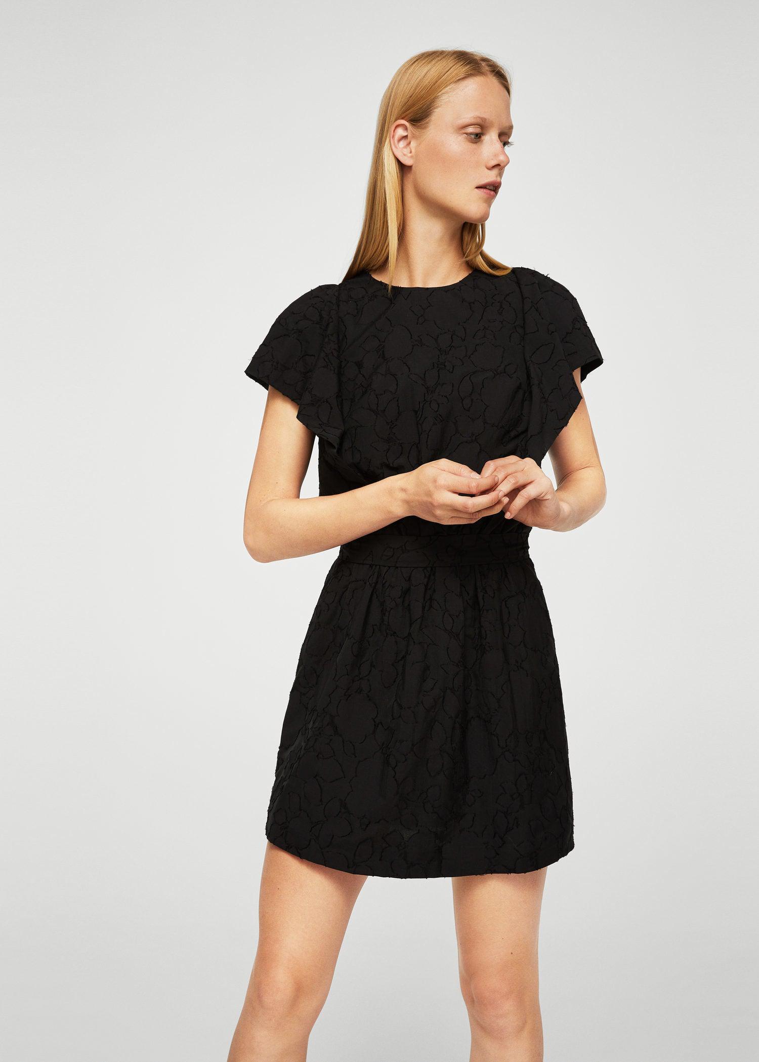 Lyst - Mango Ruffled Sleeve Dress in Black