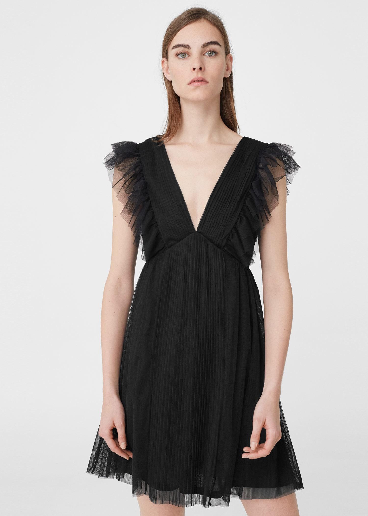 Mango Tulle Dress in Black - Lyst