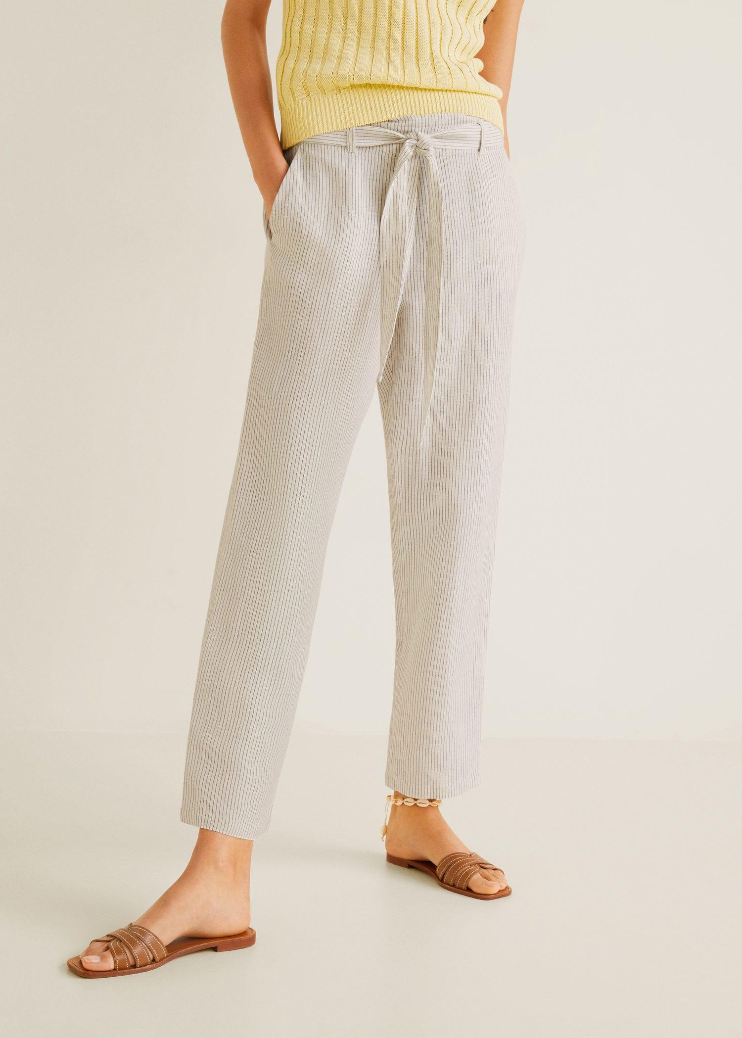 Mango Striped Linen-blend Trousers - Lyst