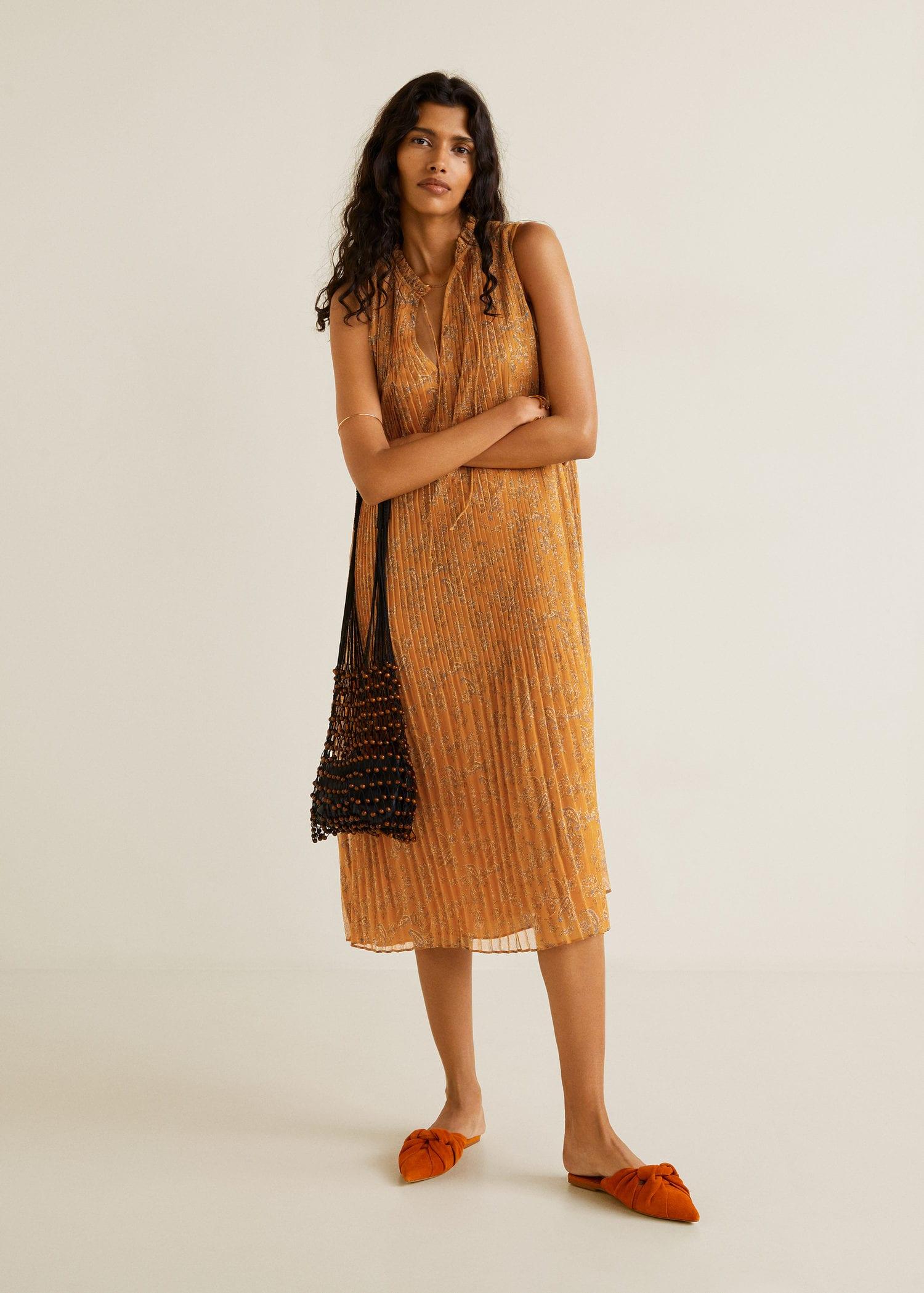 <b>Mango</b> Printed Pleated Dress - Lyst 75E.