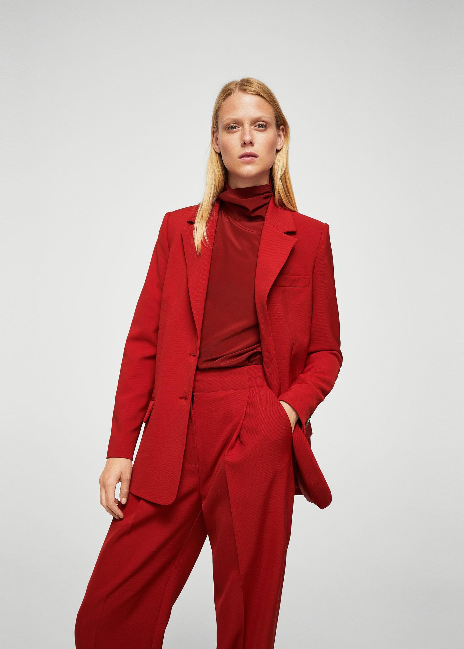 Lyst - Mango Structured Textured Blazer in Red