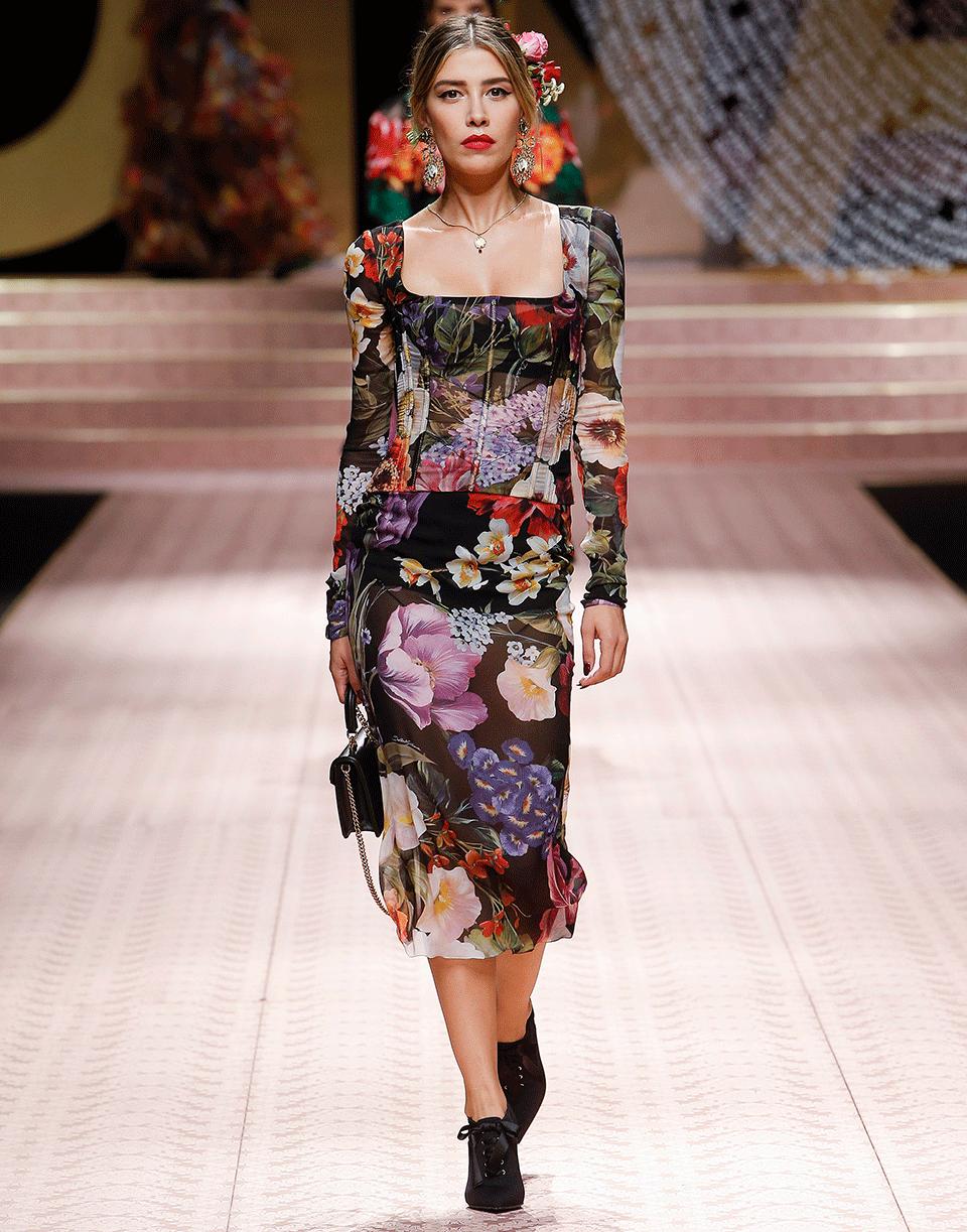 Dolce & Gabbana Floral Sheer Stretch Pencil Skirt - Lyst