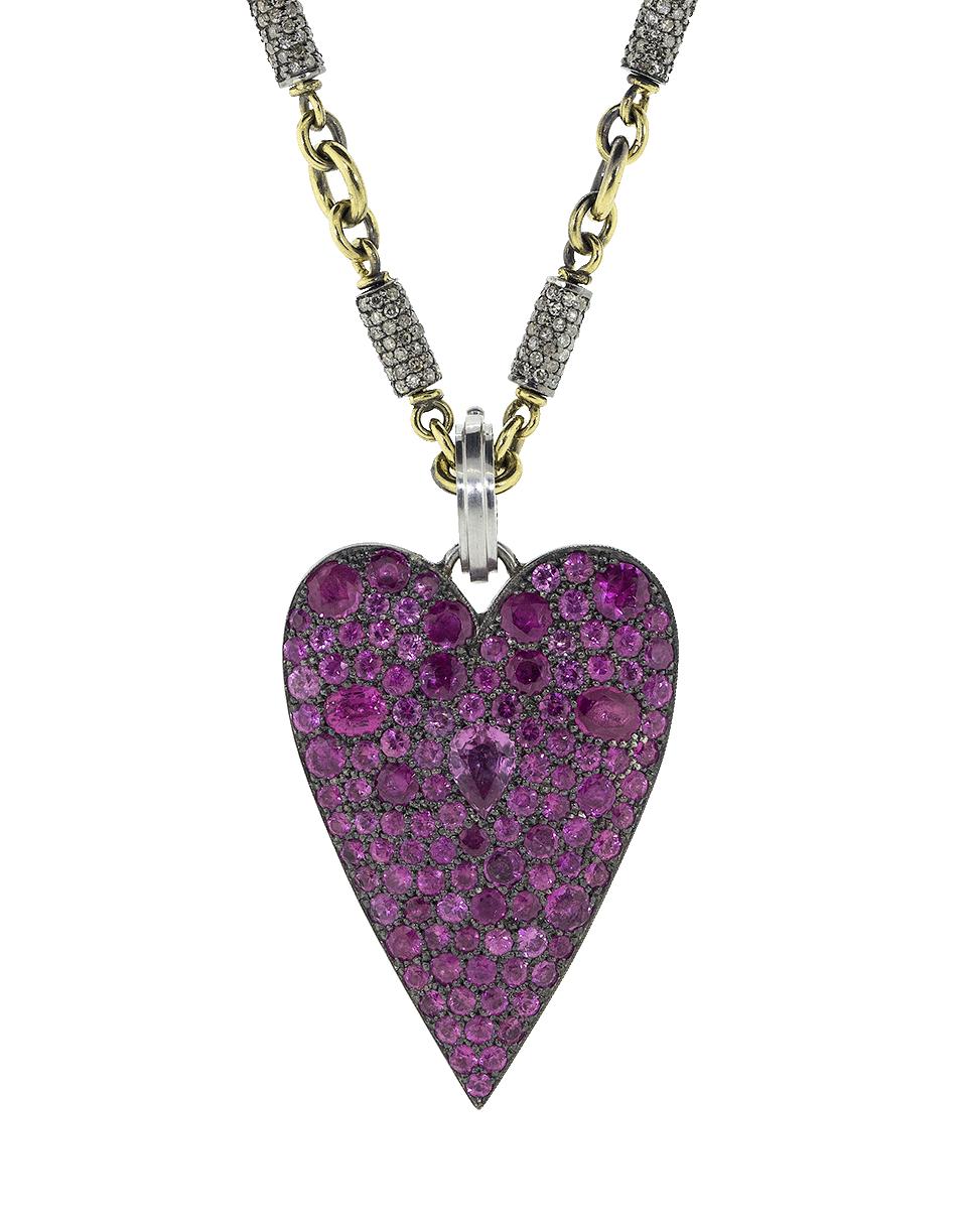 Lyst Sylva & Cie Pink Sapphire Heart Pendant in Pink