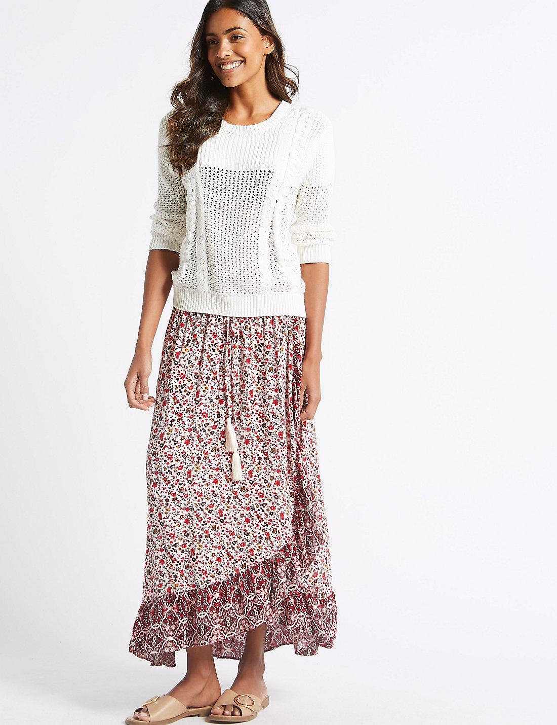 The1aac Pure Cotton Tiered Maxi Skirt Skirts Marks And Spencer Fr