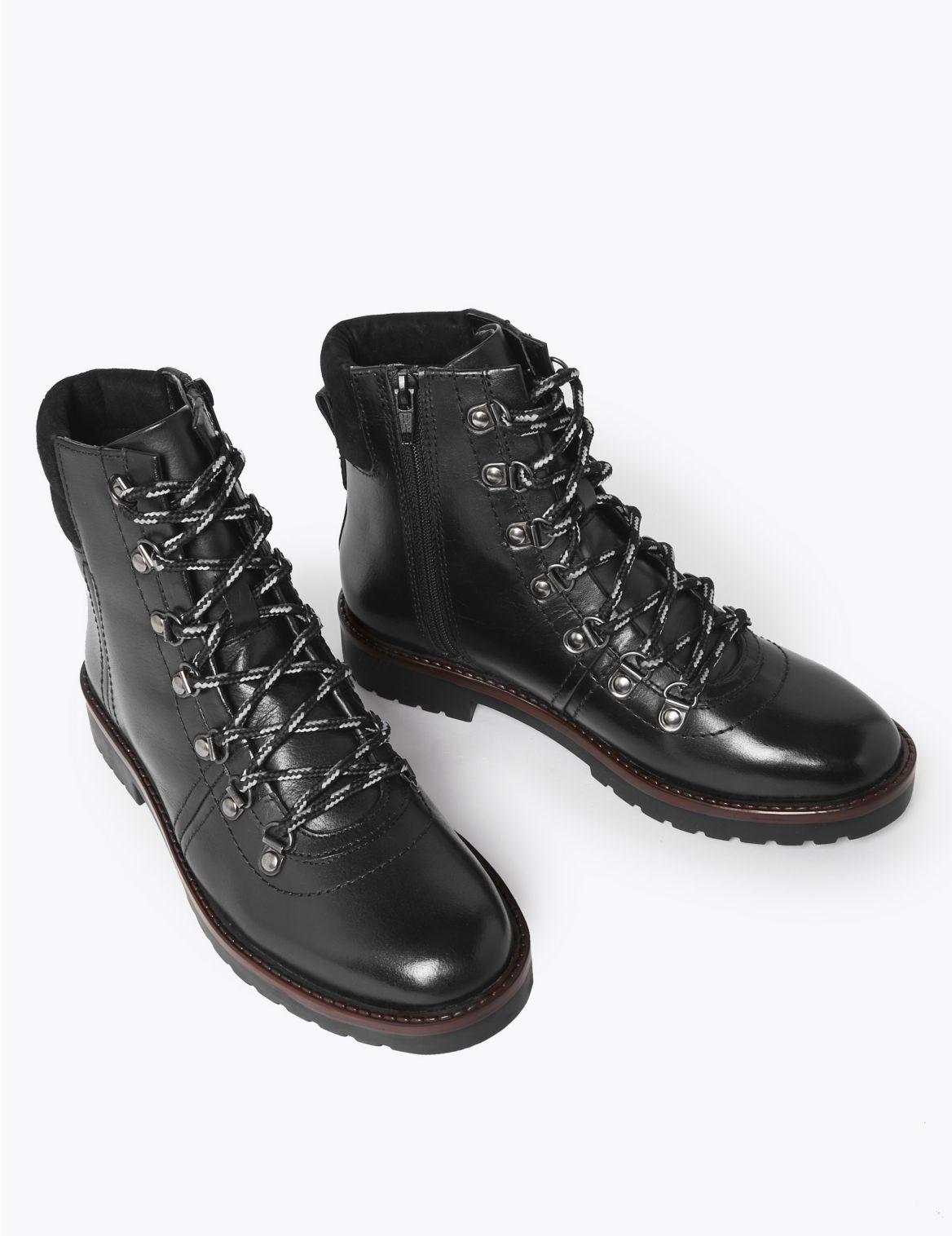 Marks & Spencer Leather Hiker Ankle Boots Black - Lyst