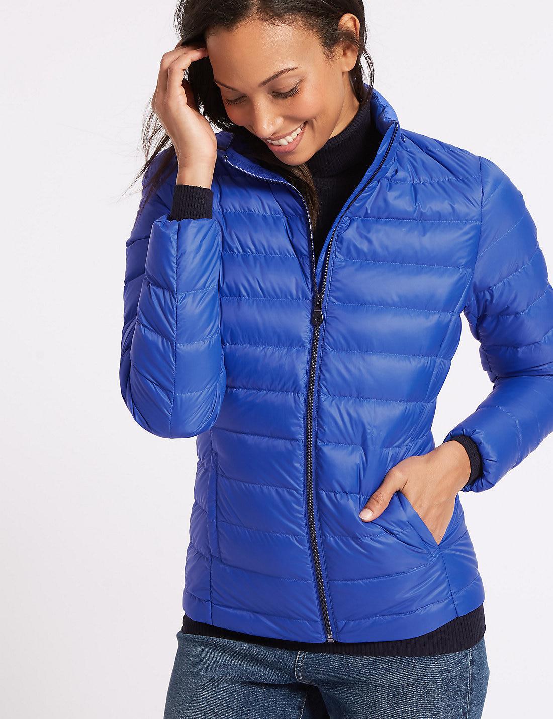 Marks & Spencer Padded Down & Feather Jacket With Stormweartm in Blue