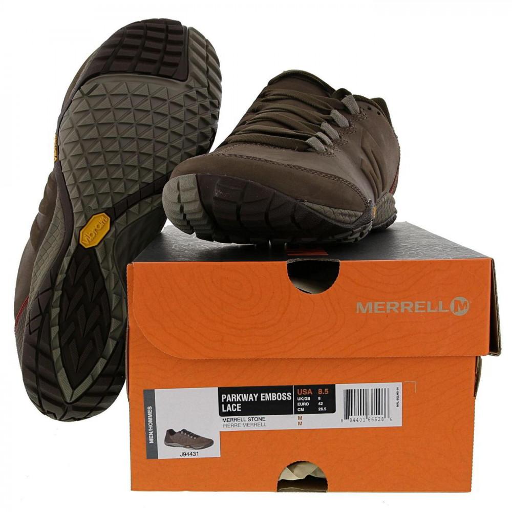 Merrell Parkway Emboss Leather Barefoot Walking Shoes in Brown for Men