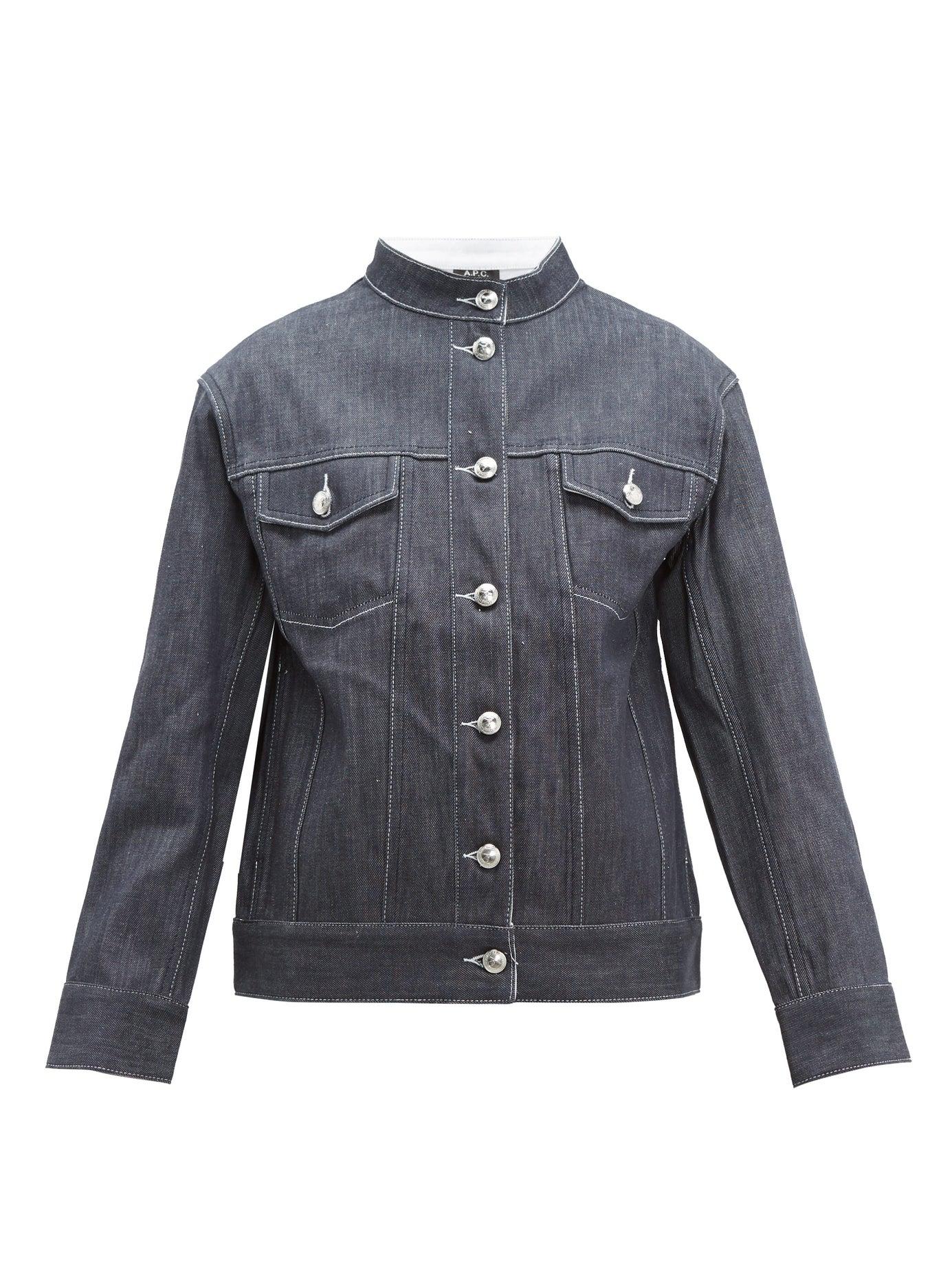 A.P.C. Galway Band Collar Denim Jacket in Blue - Lyst