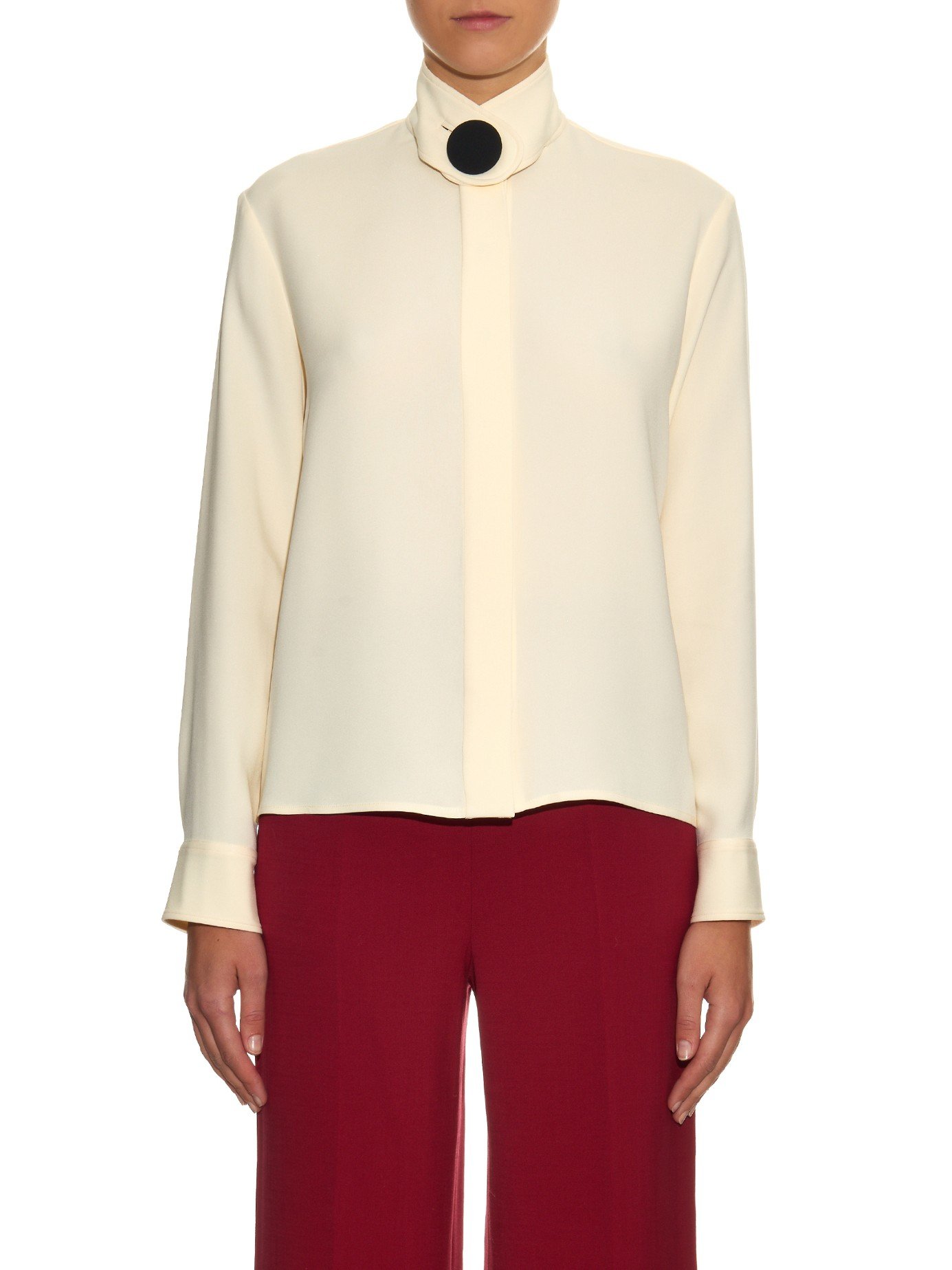 Balenciaga Button-front Silk-cady Blouse in White | Lyst