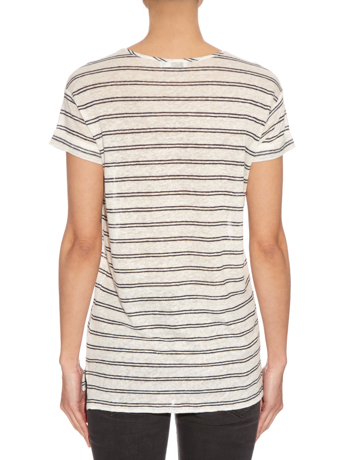 Vince Striped Linen-jersey T-shirt | Lyst