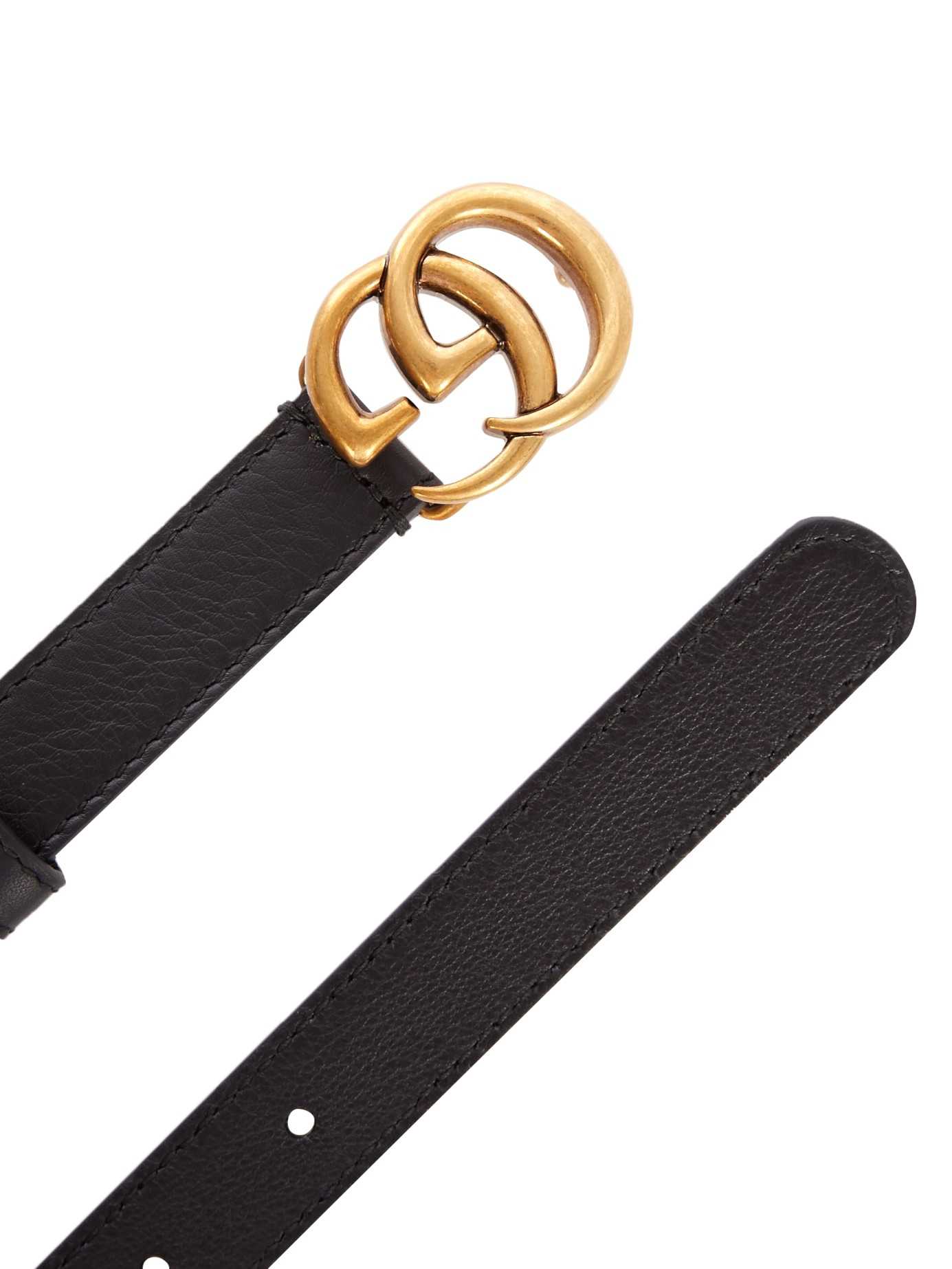 Gucci Gg-logo Leather 2cm Belt in Black | Lyst