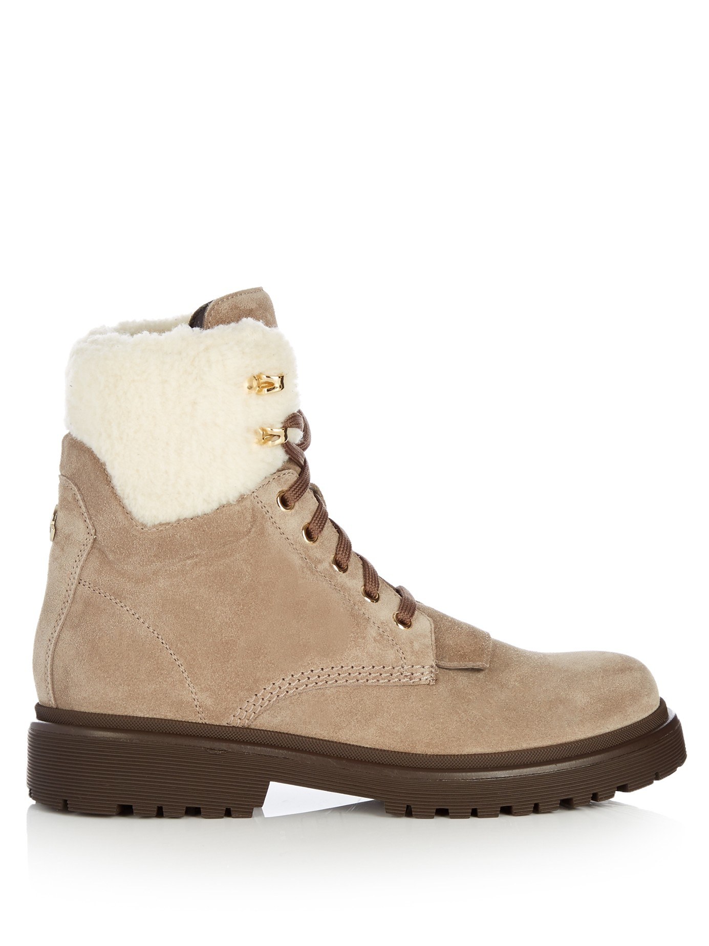 Moncler Suede Patty Shearling Hiker Boot in Beige (Gray) - Lyst