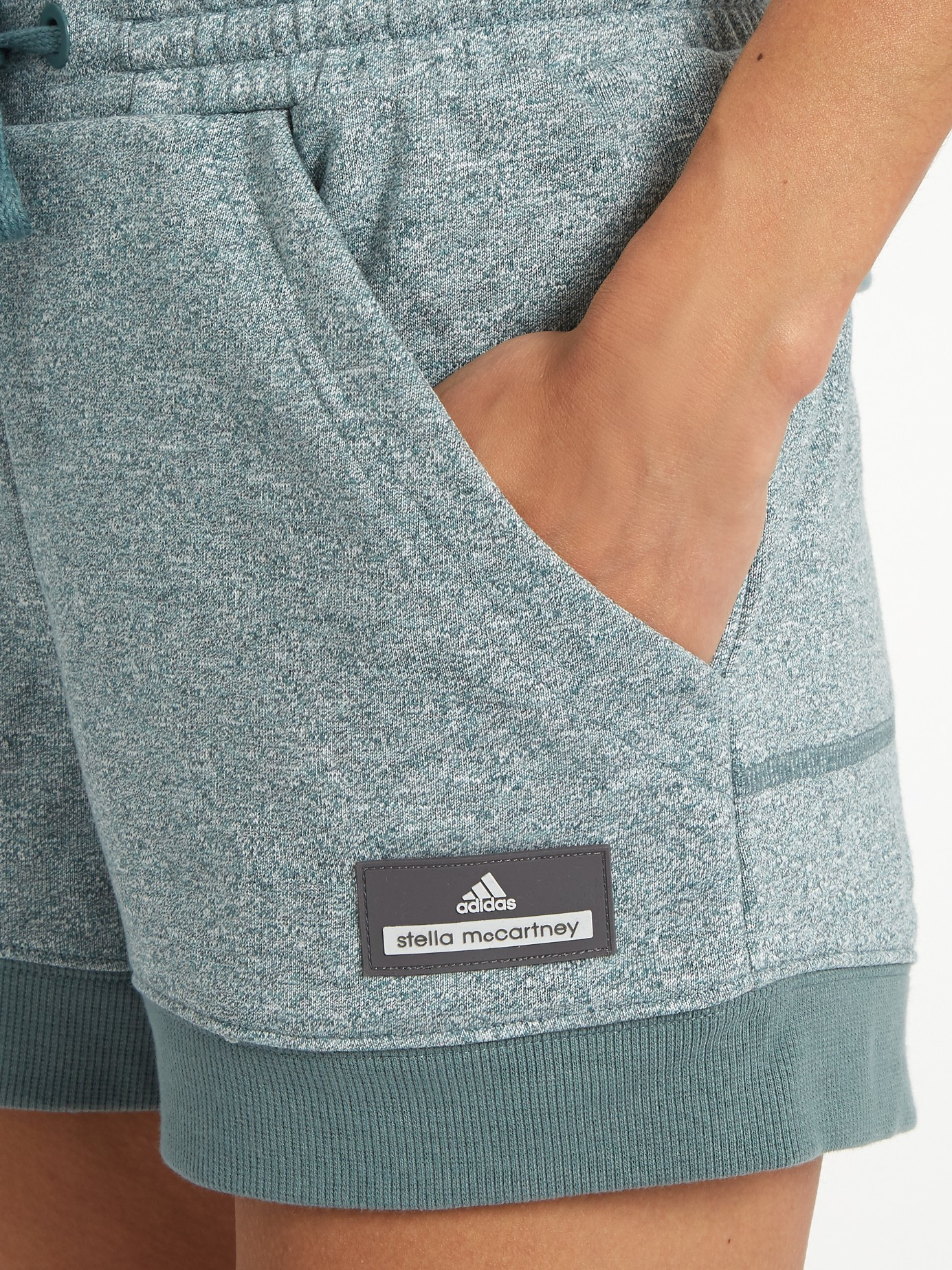 adidas by stella mccartney essentials cotton blend performance shorts in green lyst adidas by stella mccartney essentials cotton blend performance shorts in green lyst