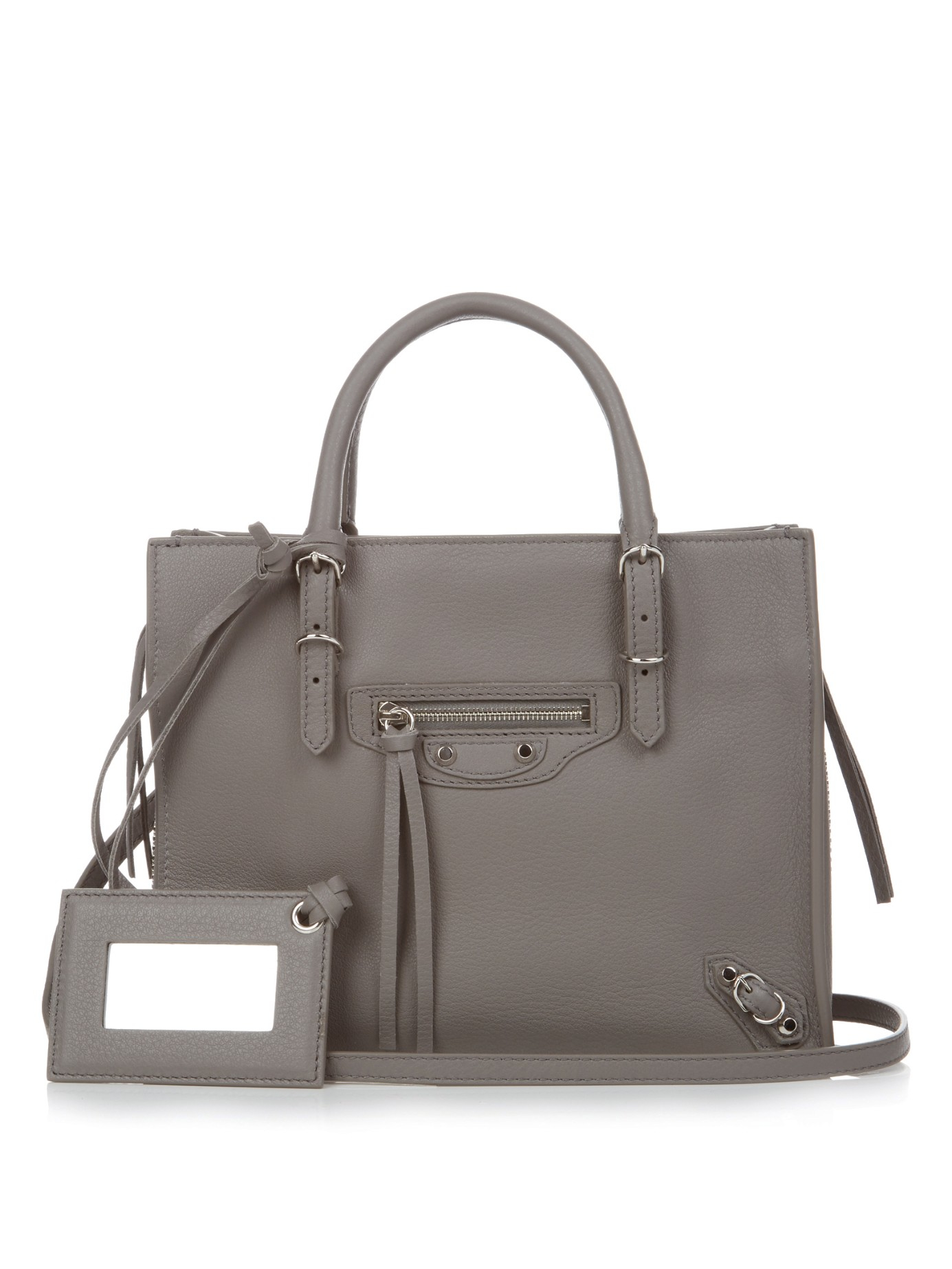 Lyst - Balenciaga Mini Papier A4 Zip Around Leather Shoulder Bag in Gray