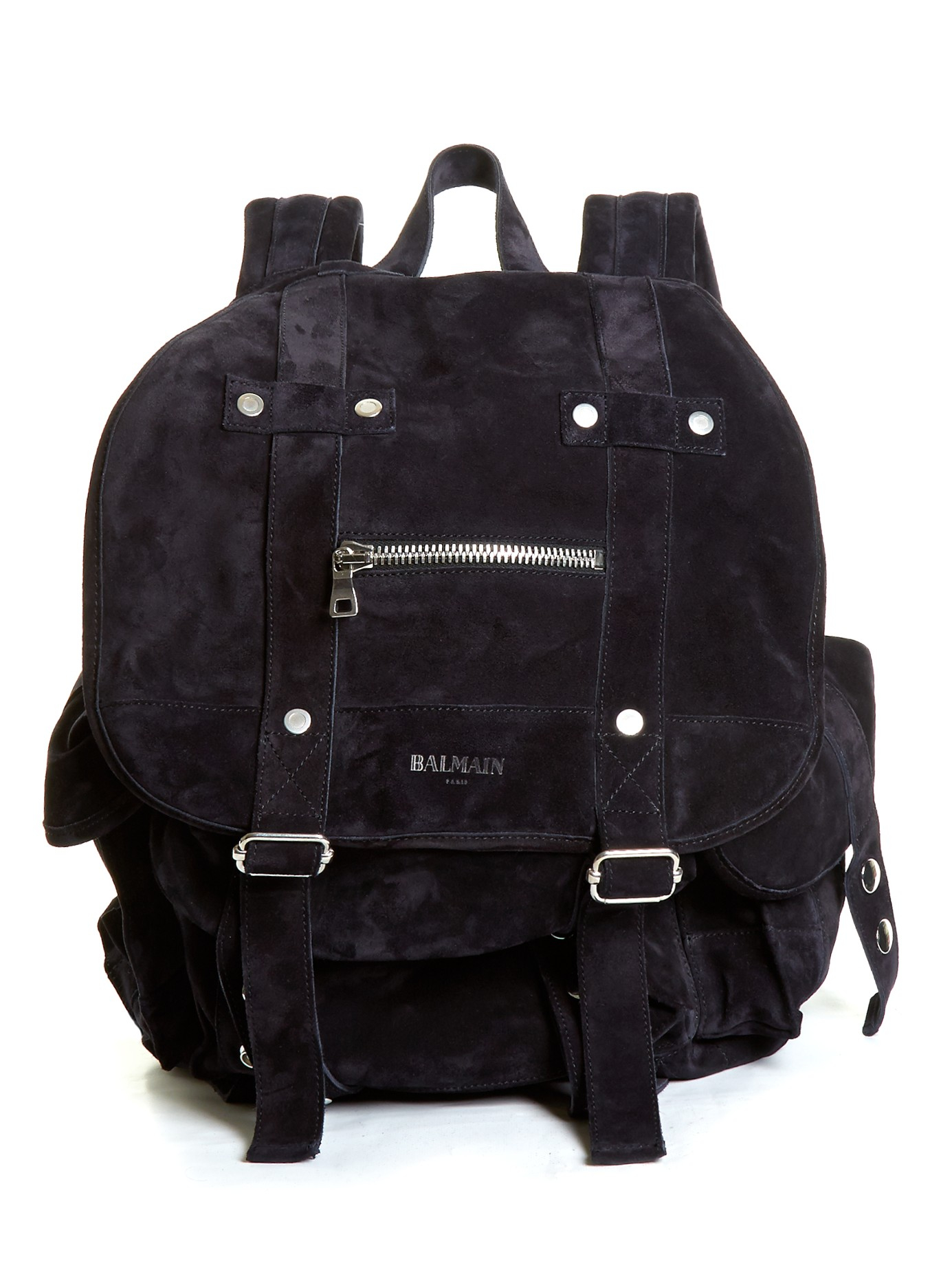 Lyst - Balmain Suede Backpack in Blue for Men