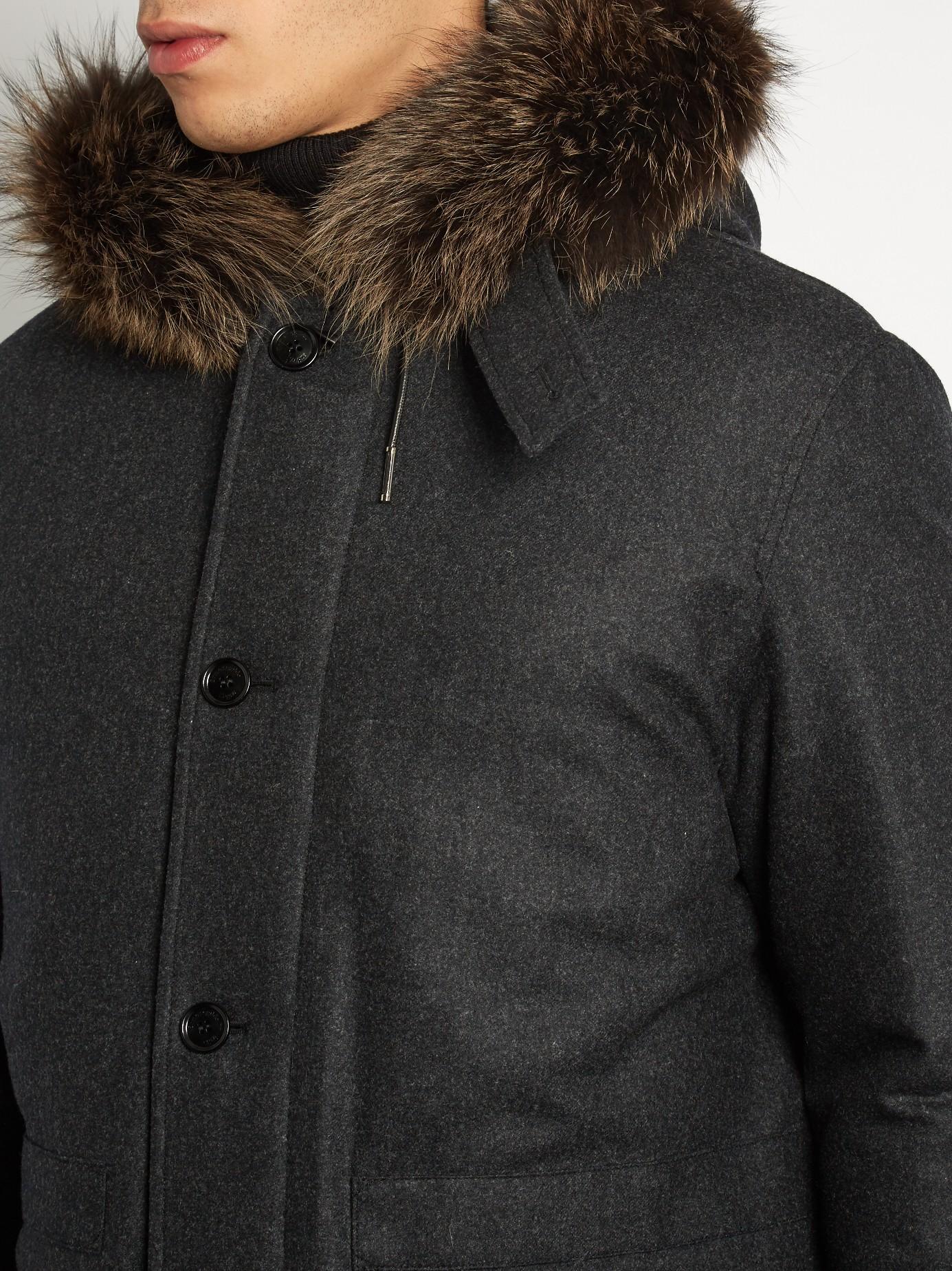 Lyst - Ermenegildo Zegna Fur-trimmed Down-padded Wool Parka for Men