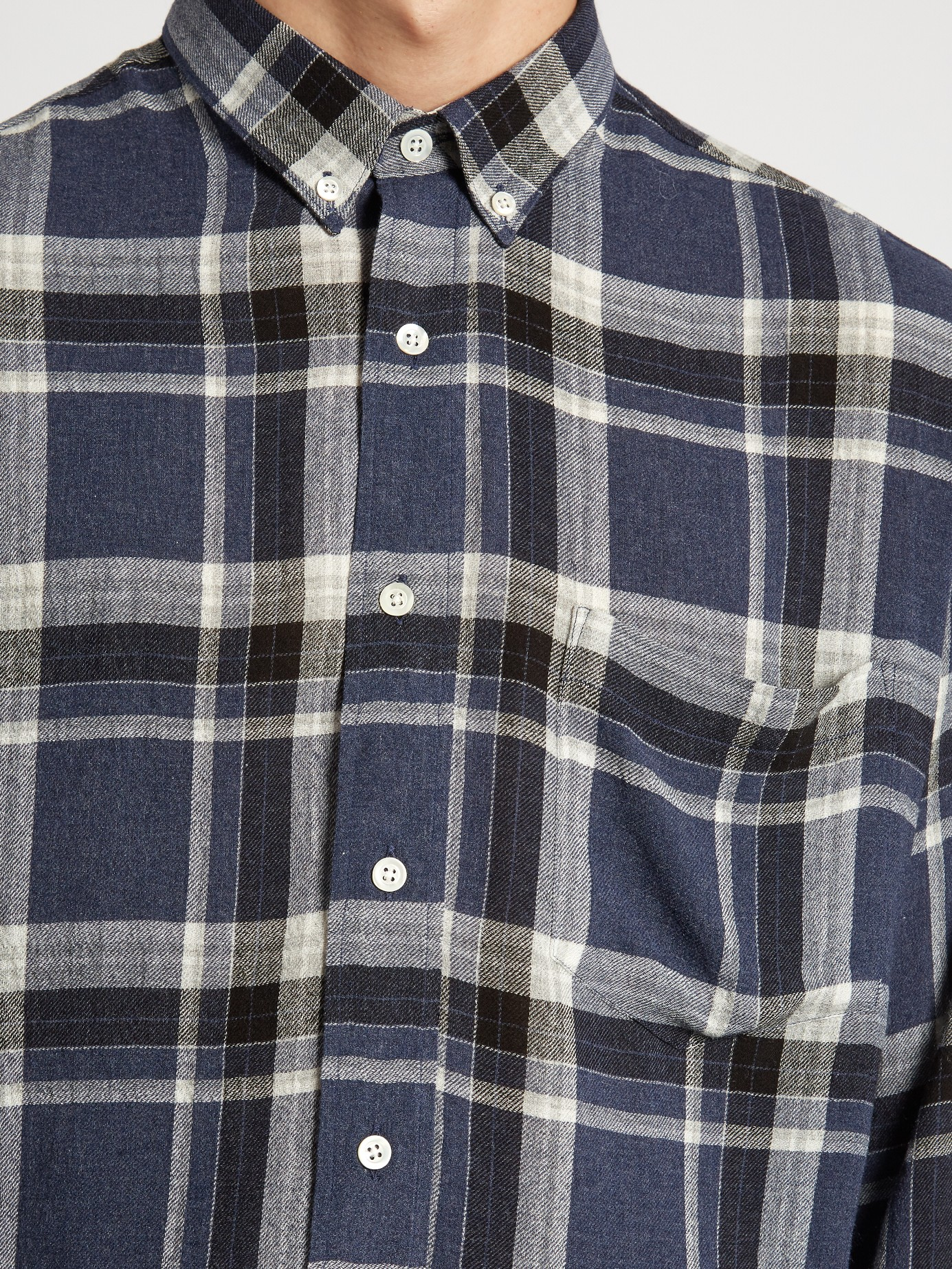 Ami Long-sleeved Plaid Shirt in Blue for Men | Lyst