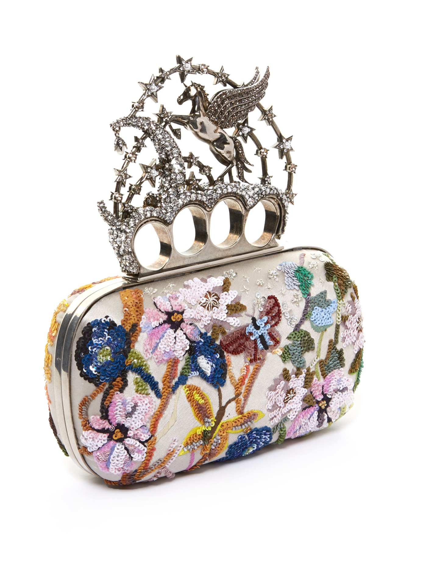 Lyst - Alexander Mcqueen Embroidered Jeweled Knuckle Box Clutch