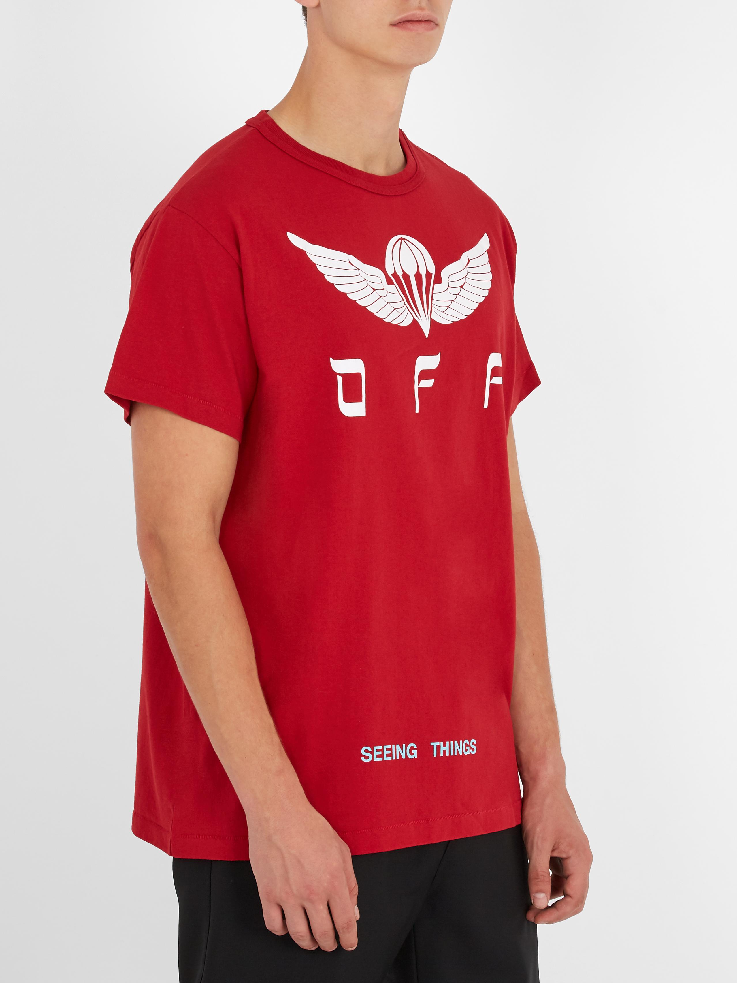 Lyst - Off-White C/O Virgil Abloh Printed T-shirt in Red for Men