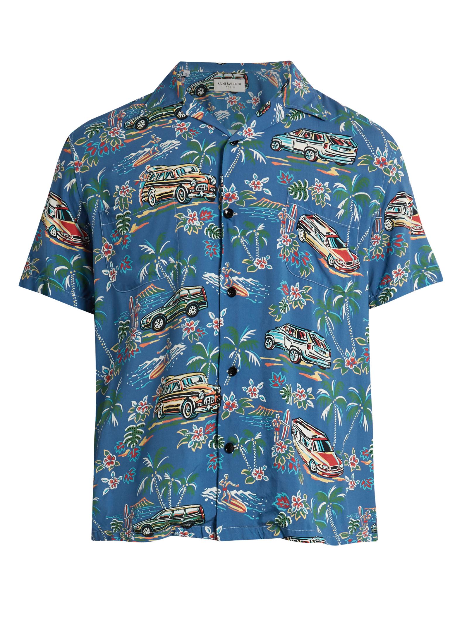 Saint Laurent Classic Hawaiian Shirt in Blue for Men - Lyst