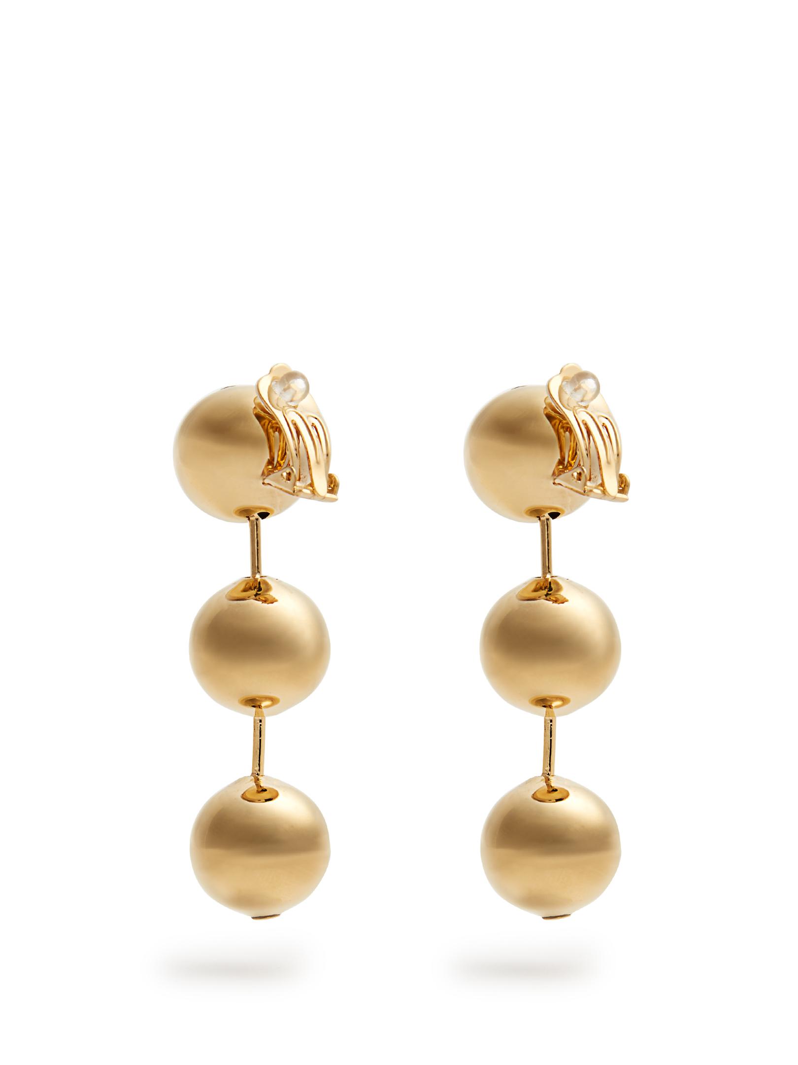 Lyst - Balenciaga Ball-bead Drop Clip-on Earrings in Metallic