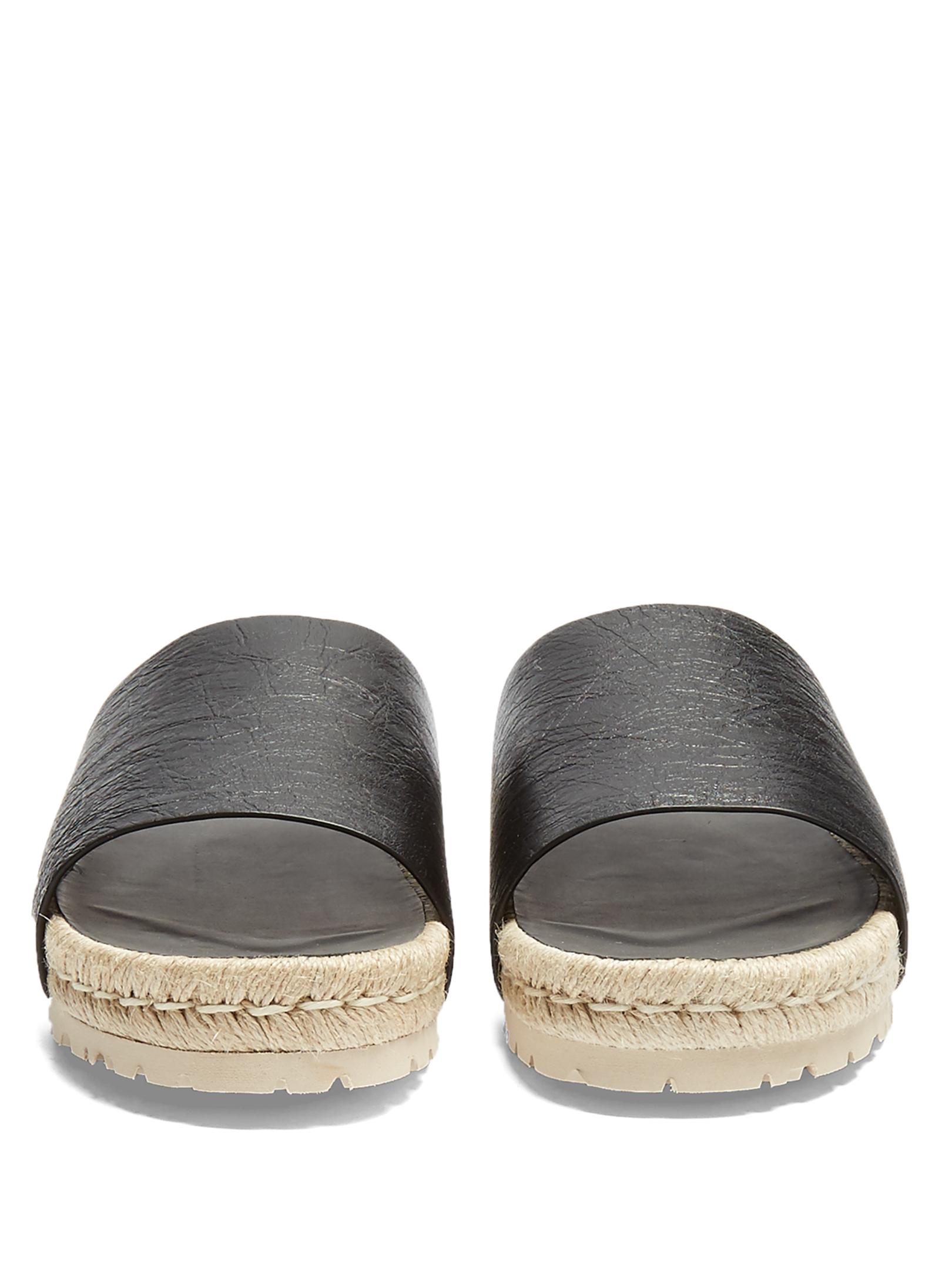 black leather slides men